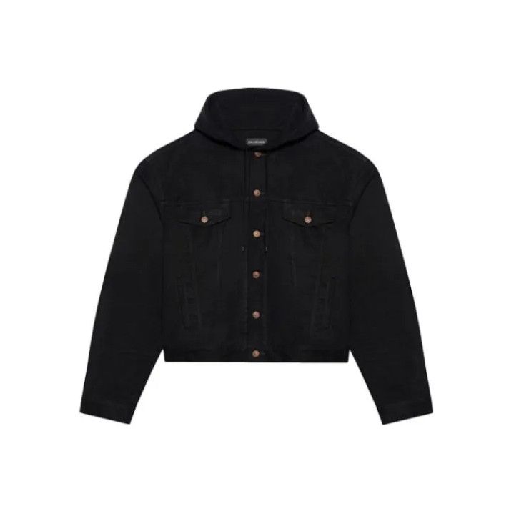 Balenciaga Balenciaga SS21 Black Denim Hooded Jacket Size US M / EU 48-50 / 2 - 1 Thumbnail