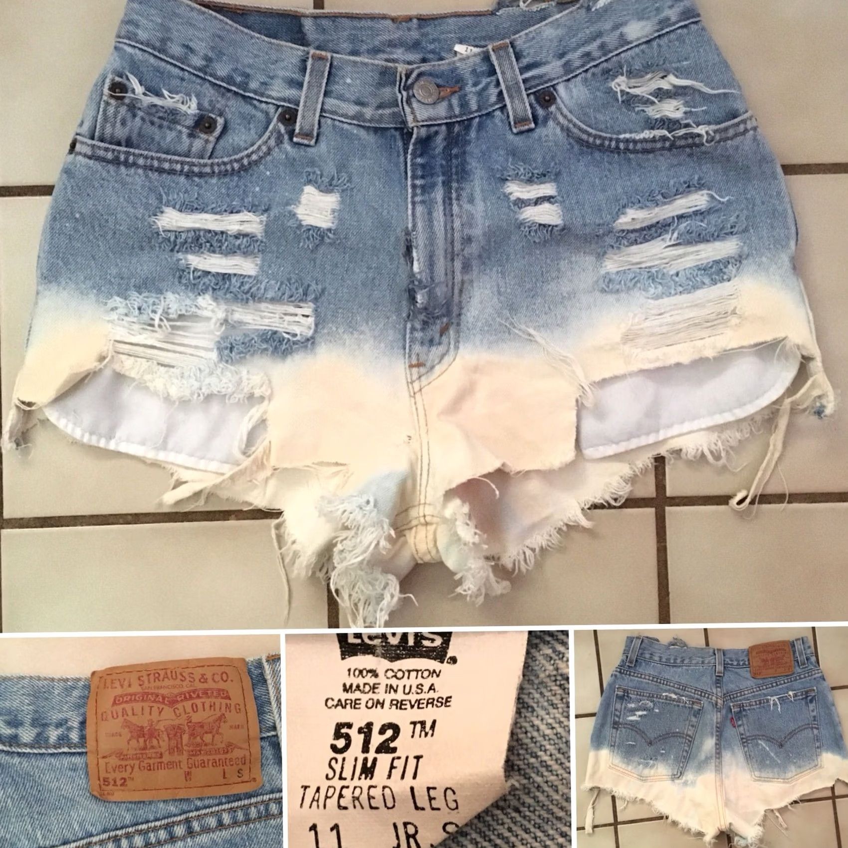 Levi's VINTAGE Levi's 512 Jeans Shorts Cut Offs Denim High Waist 90s 80s 29” Waist Juniors 11 Blue Mens Size 32" / US 10 / IT 46 - 3 Thumbnail