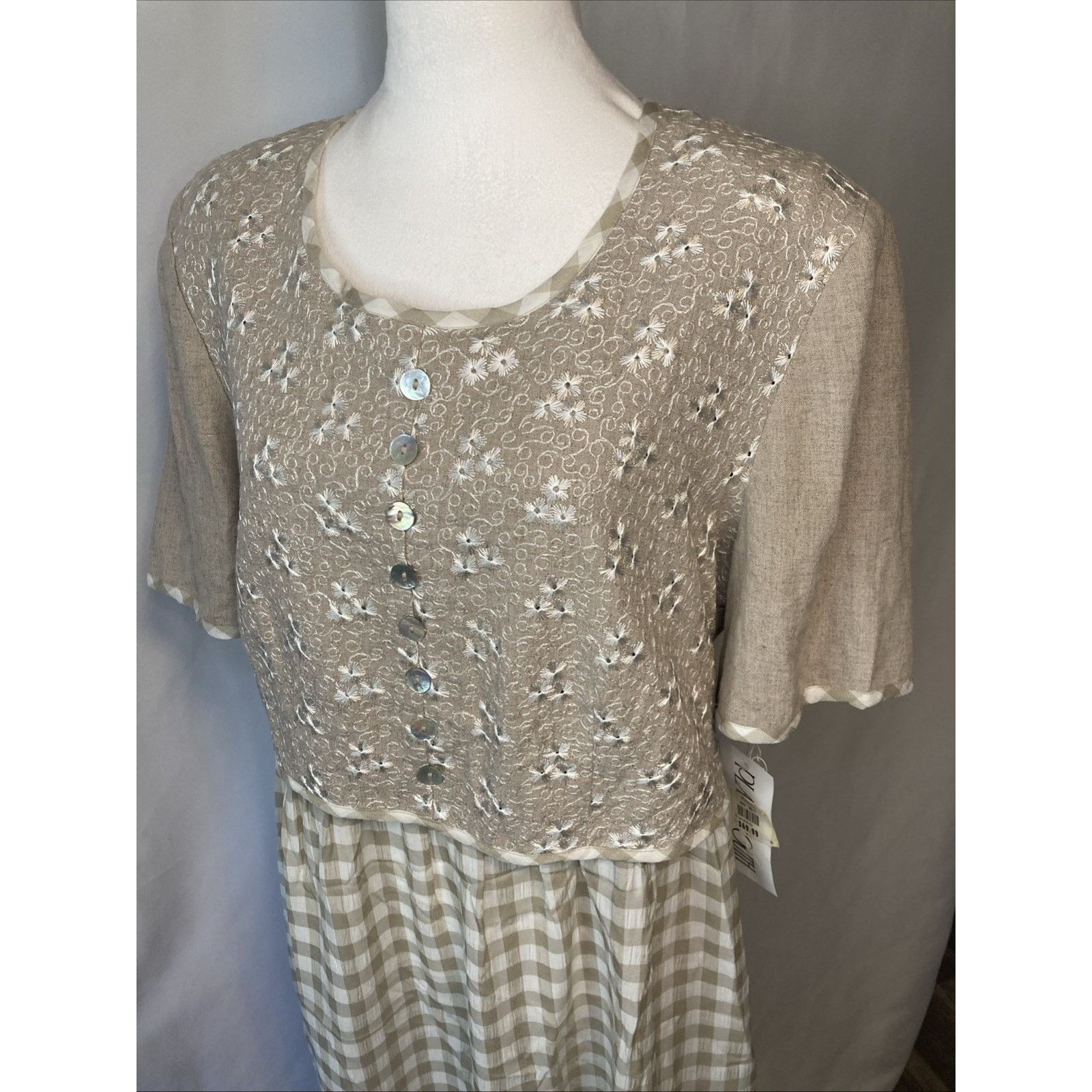 Other Vtg Plaza South Dress Women’s 14 Cottage Gingham Prairie NEW Size XL / US 12-14 / IT 48-50 - 6 Thumbnail