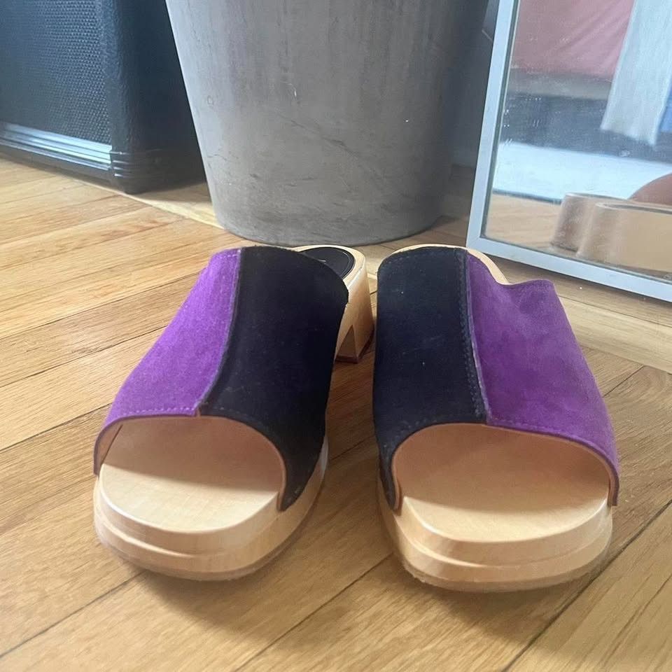 Swedish Hasbeens swedish hasbeens Combo Clog Color: Nero/Viola SAVE $110.00 Size US 9 / IT 39 - 8 Thumbnail