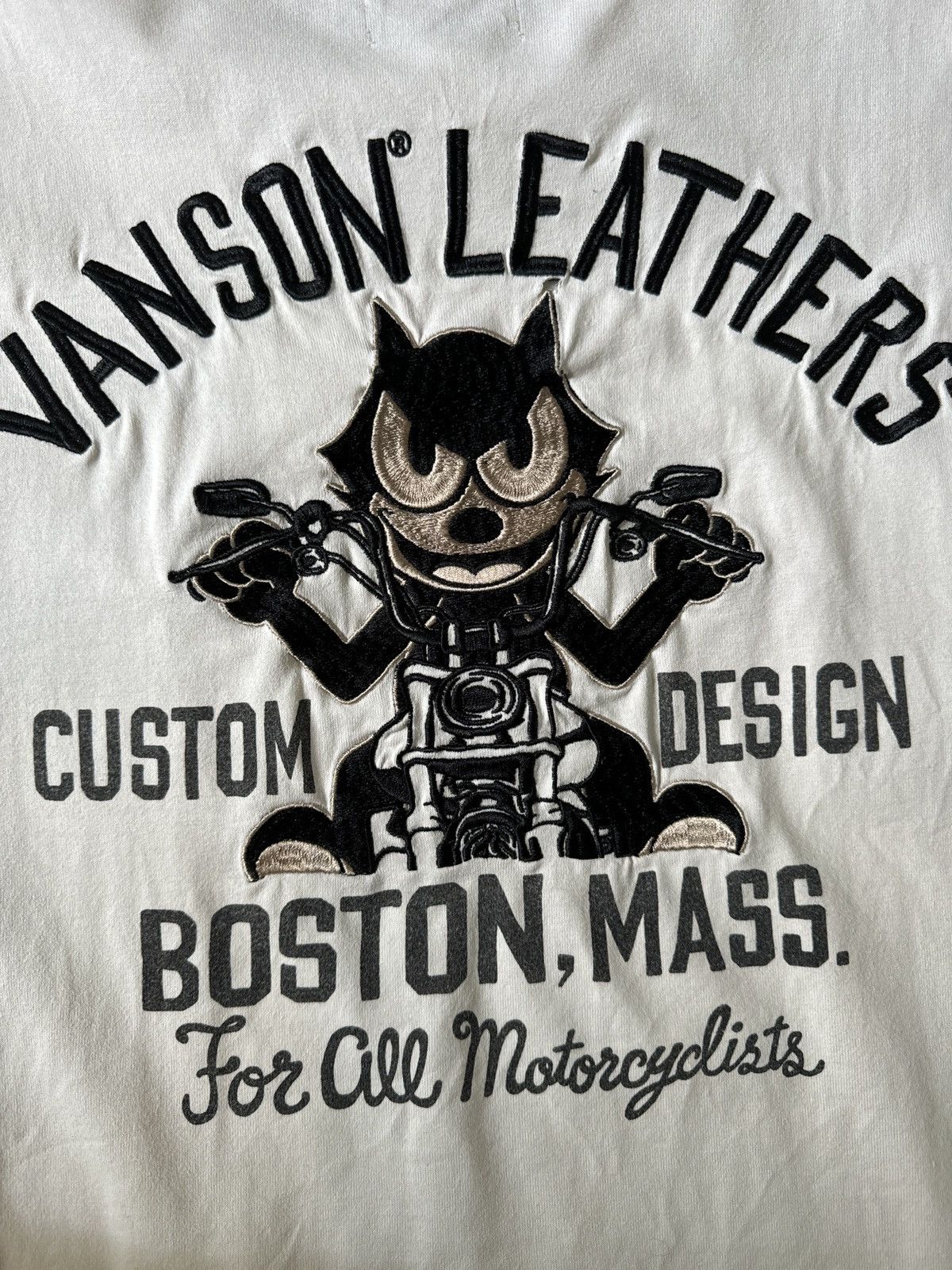 Image of Vanson Leathers X Felix The Cat Motorcycle Tee in Cream, Men's (Size XL)