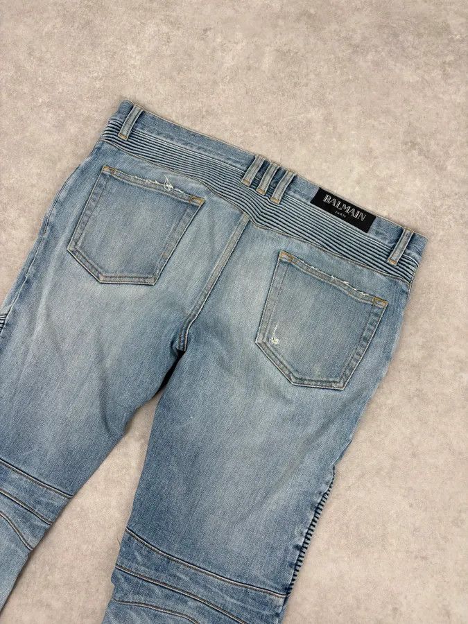 Balmain 2010s Balmain Light Blue Denim Distressed Jeans Size US 33 - 7 Thumbnail