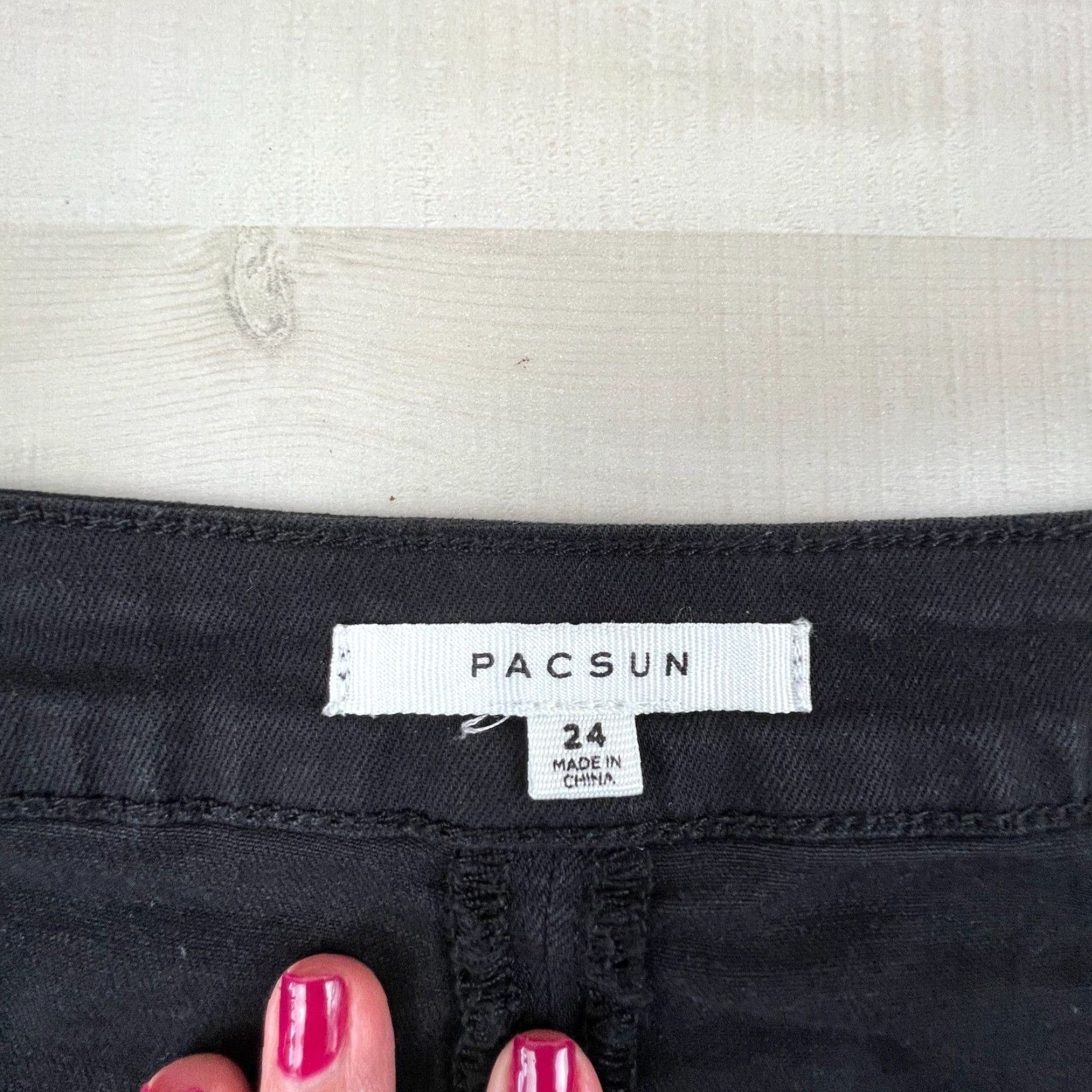 Pacsun VINTAGE PacSun Womens Mini Skirt 24 Black Denim Snap Button Up Short Casual Stretch Size 42" / US 20 - 4 Thumbnail