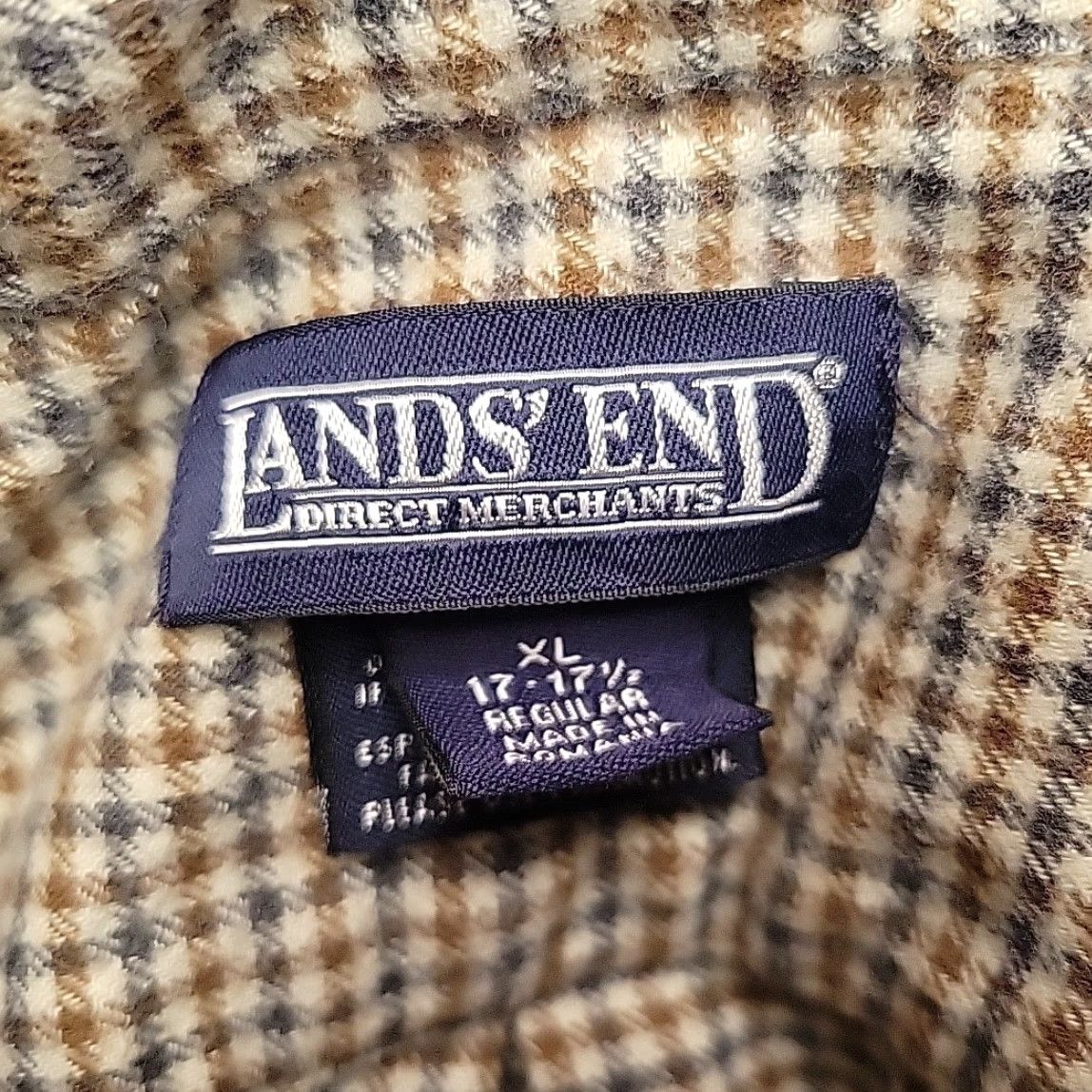 Lands' End Lands End Flannel Shirt Mens XL Brown Check Flannel Classic 90s Retro Outdoors Size US XL / EU 56 / 4 - 3 Thumbnail