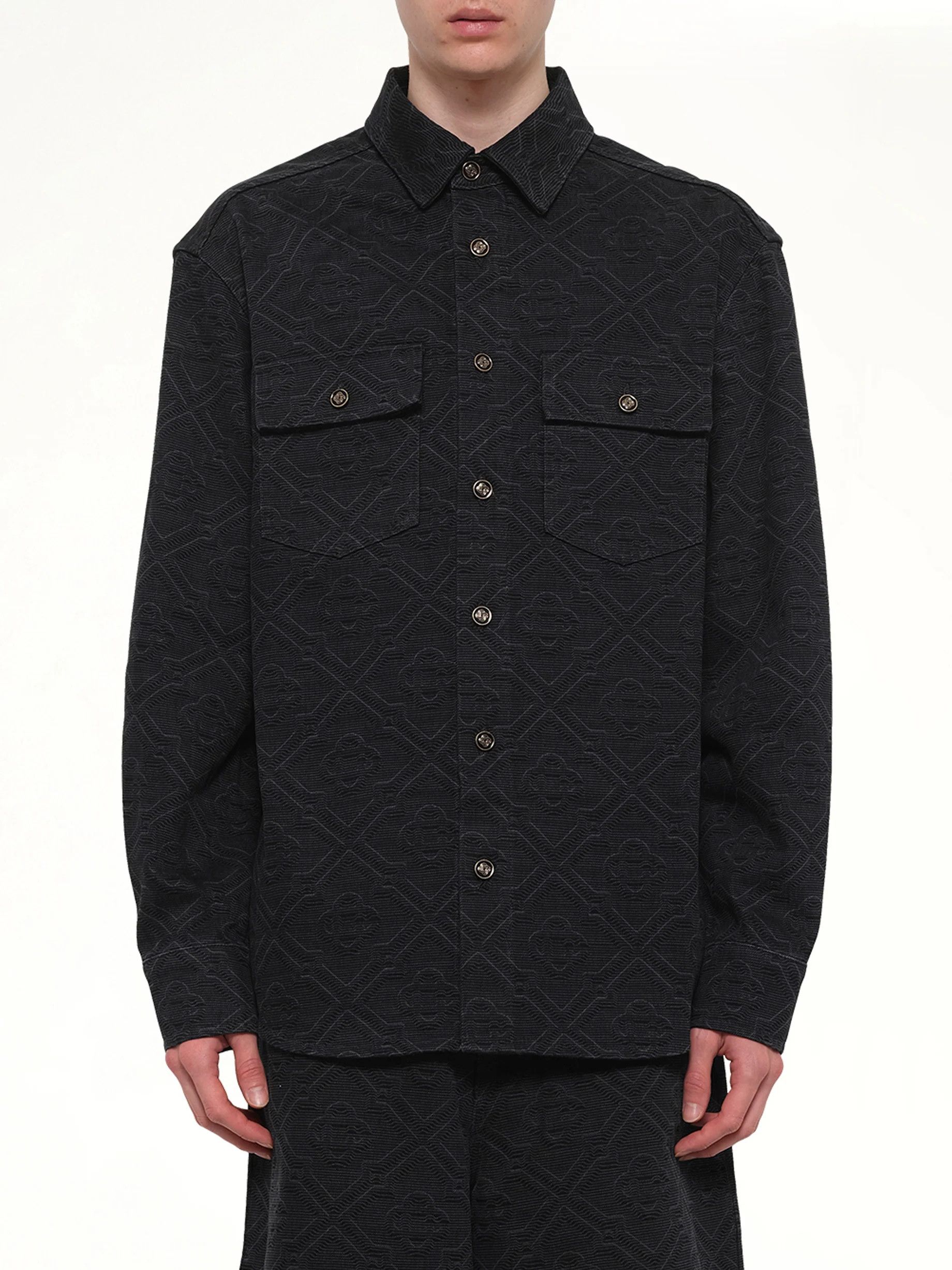 Casablanca o1h1sh10526 Laser Monogram Denim Shirt in Black Size US L / EU 52-54 / 3 - 4 Thumbnail