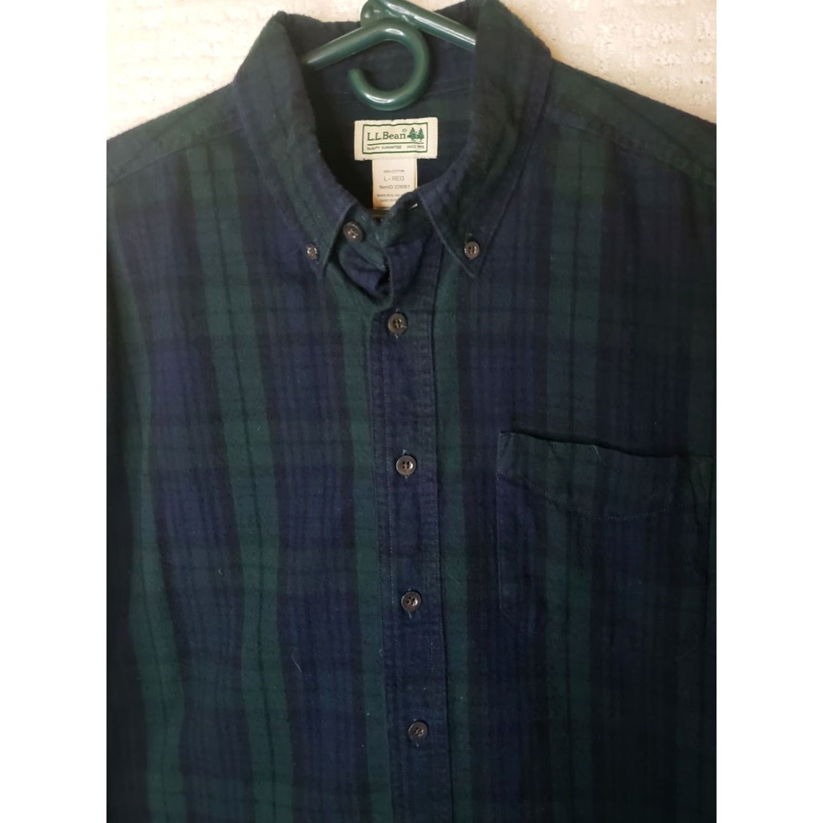 Vintage L.L.Bean Flannel Plaid Long Sleeve Button-Up Mens L Reg Blue Green Shirt Size US L / EU 52-54 / 3 - 3 Thumbnail