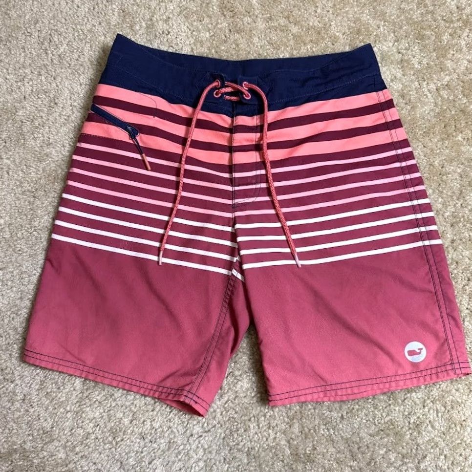 Vineyard Vines Vineyard Vines Board Shorts Pink Navy Striped Swim Bottom Size US 28 / EU 44 - 2 Thumbnail
