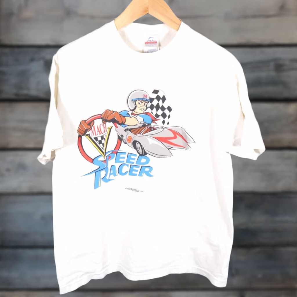 Doublet VINTAGE Speed Racer T-Shirt Adult XL White Double-Sided Print 1998 Mach Car (Flaws) Size US XL / EU 56 / 4 - 1 Thumbnail