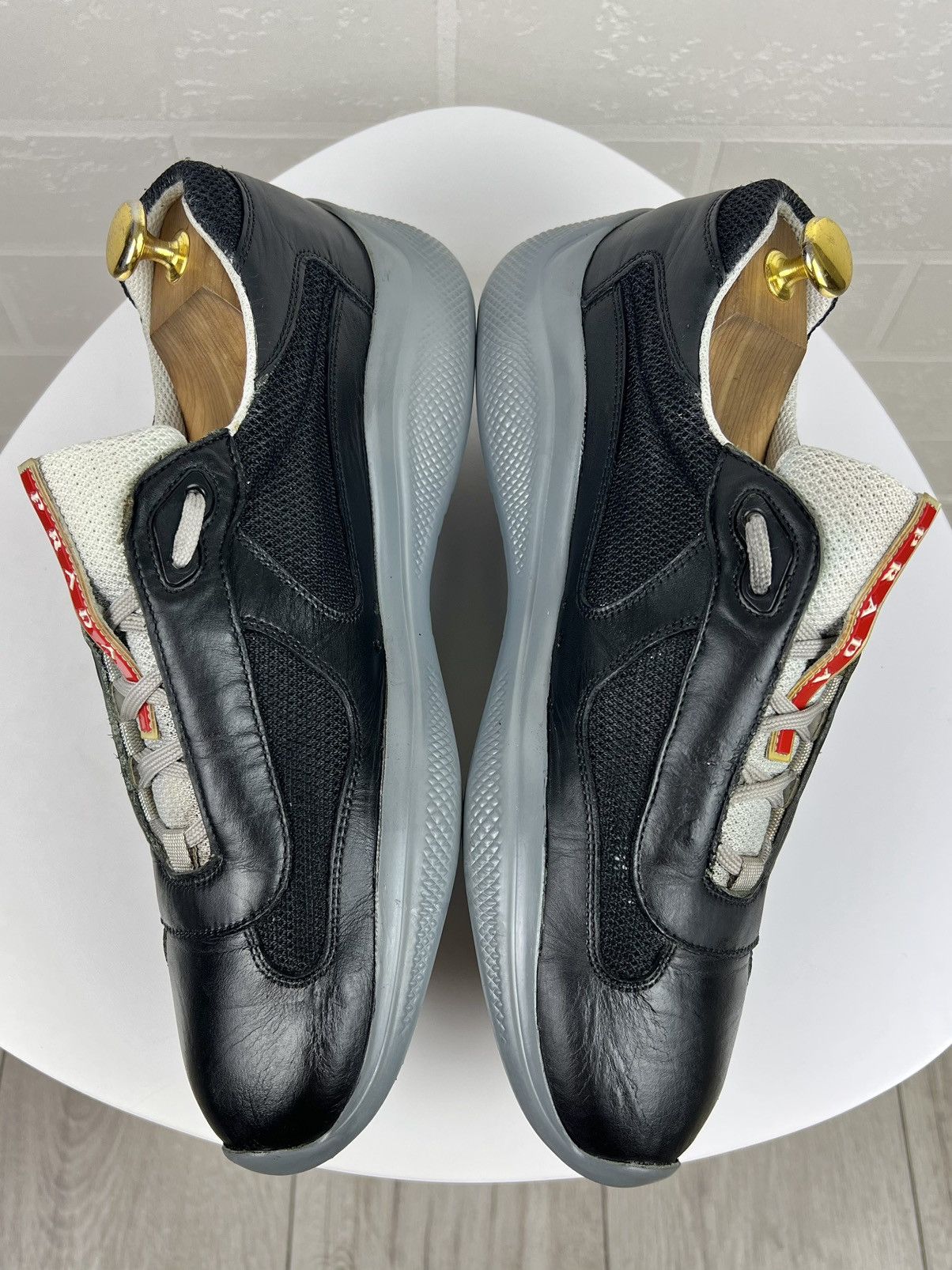 Prada PRADA Sneakers AMERICAS CUP Leather Fabric Shoes Red Tab Men Size US 8 / EU 41 - 12 Thumbnail