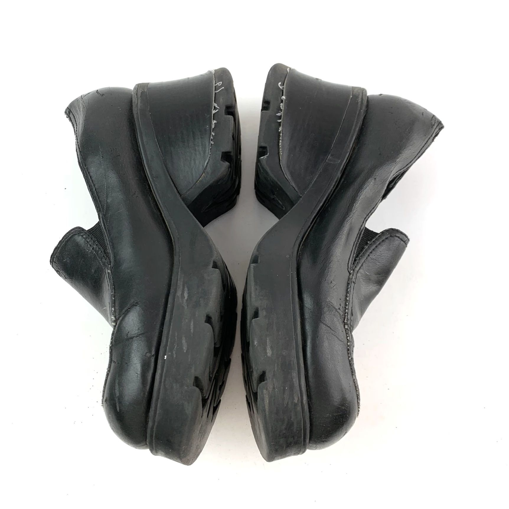 Vintage VINTAGE First Kiss Leather Platform Loafers Women Read First Kiss Black Slip-On 7.5 Round Toe Platform Chunky Heel 3.5in Y2K Grunge 90s Vintage Womens Size US 8 / IT 38 - 7 Thumbnail