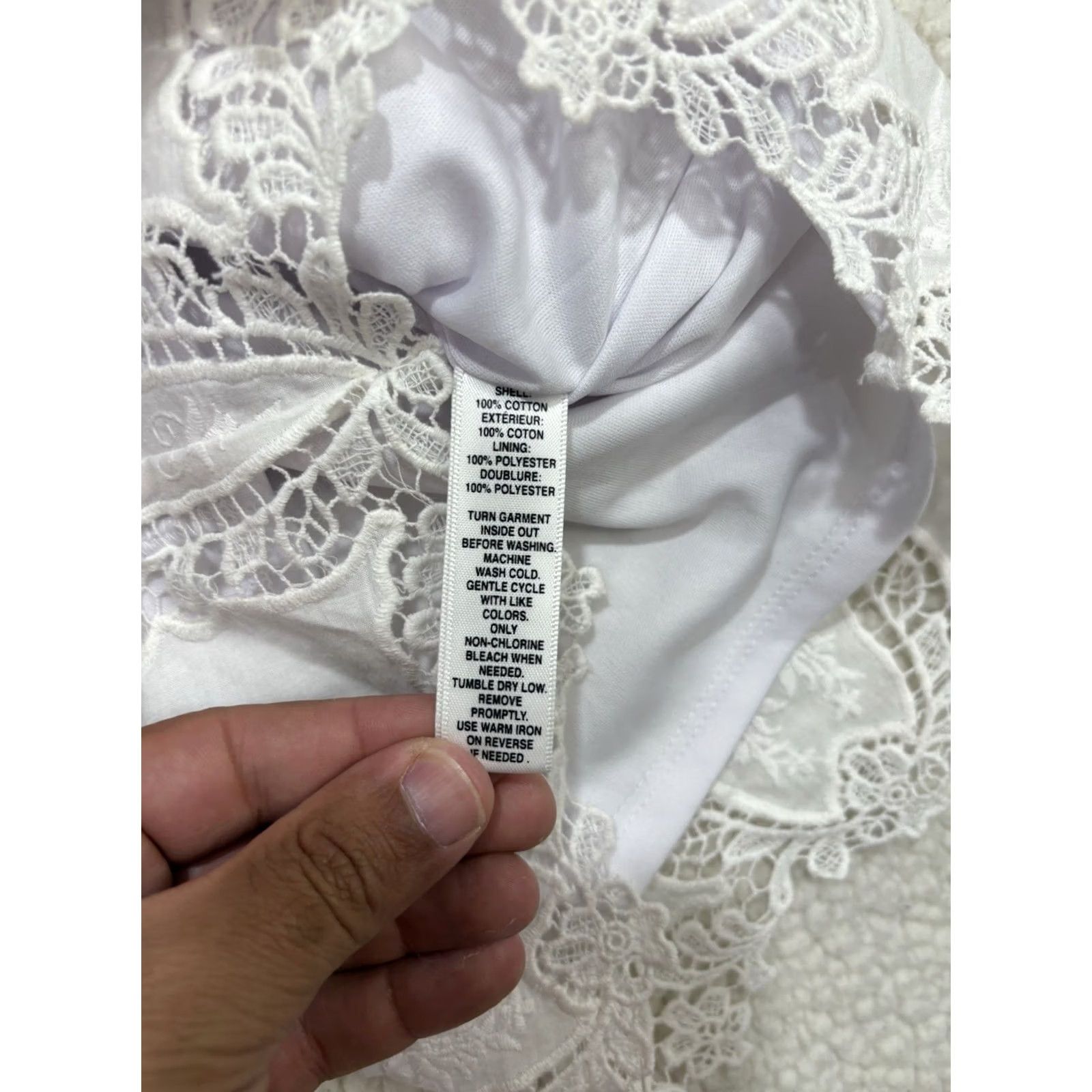 Saks Fifth Avenue Saks Fifth Avenue White Crochet Lace Romper Shirt Romper M Women Size 32" / US 10 / IT 46 - 3 Thumbnail