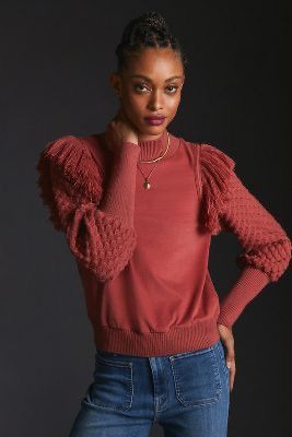 Anthropologie Anthropologie Dolan Fringed Sweater Pullover Crew Neck Pom Size L / US 10 / IT 46 - 9 Thumbnail