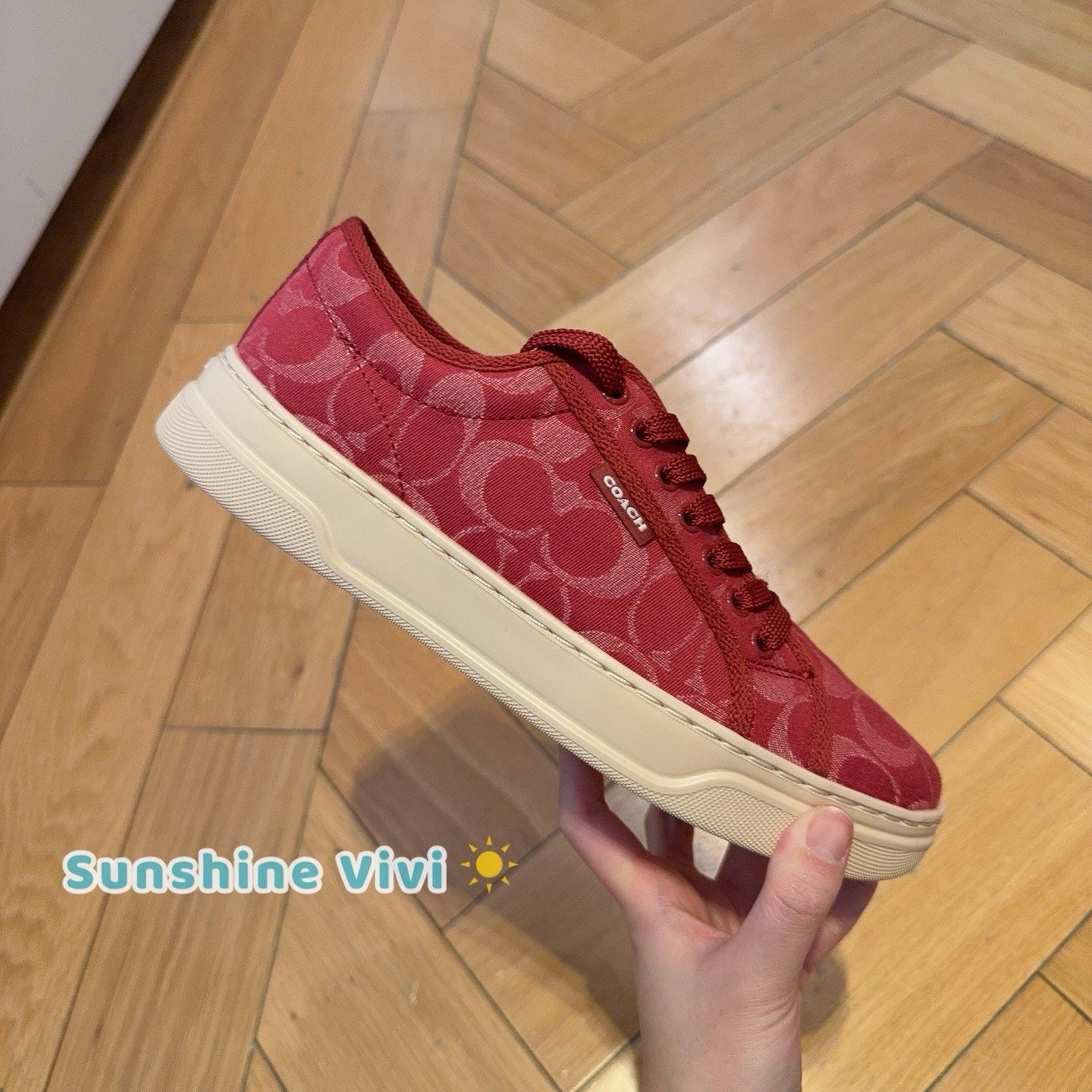 Coach NEW Coach Woman Canvas Sneaker In Signature Denim Red CDE35 Size US 8 / IT 38 - 1 Thumbnail