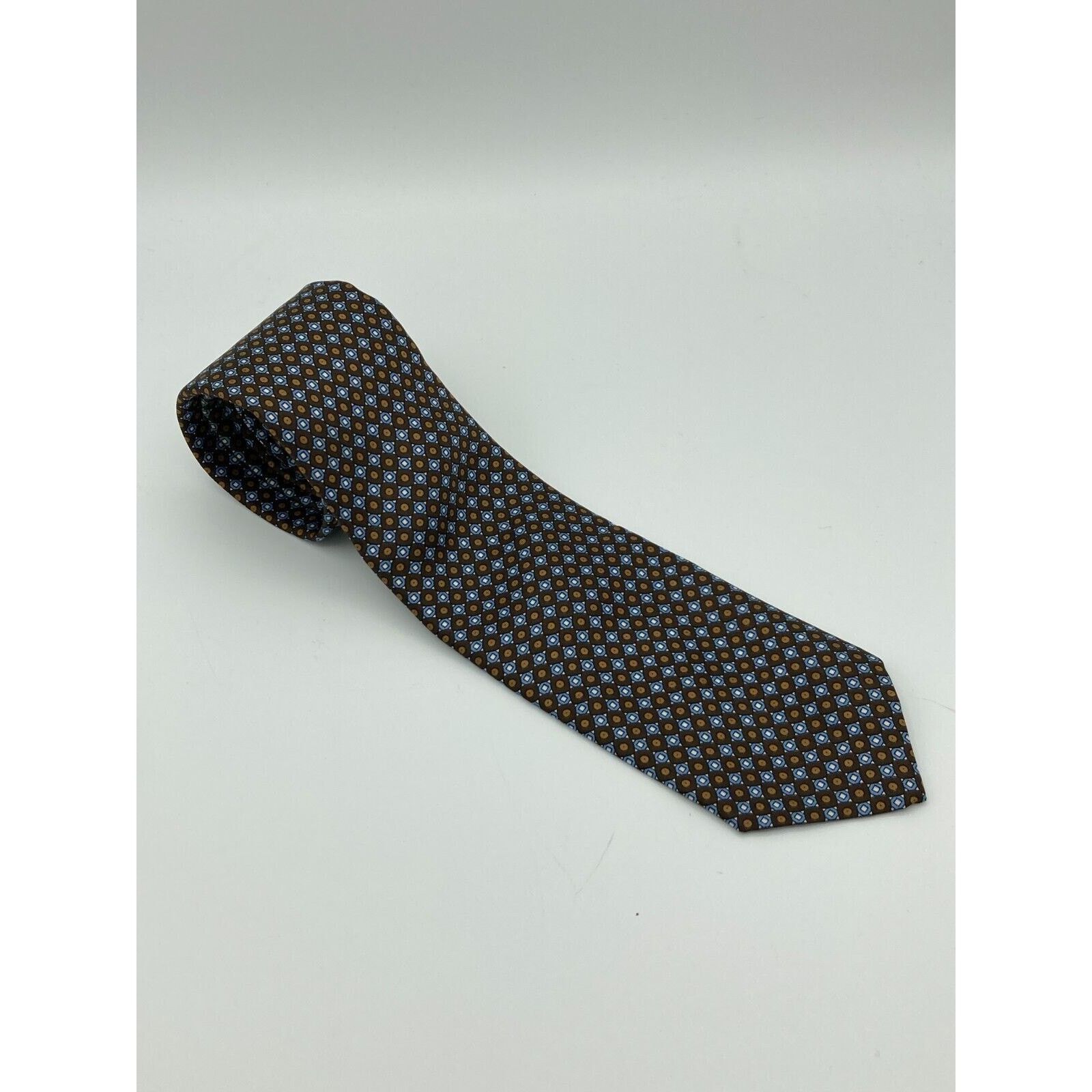 Dior Christian Dior Cravate Men's Tie Gold and Blue Geometric Size ONE SIZE - 11 Thumbnail