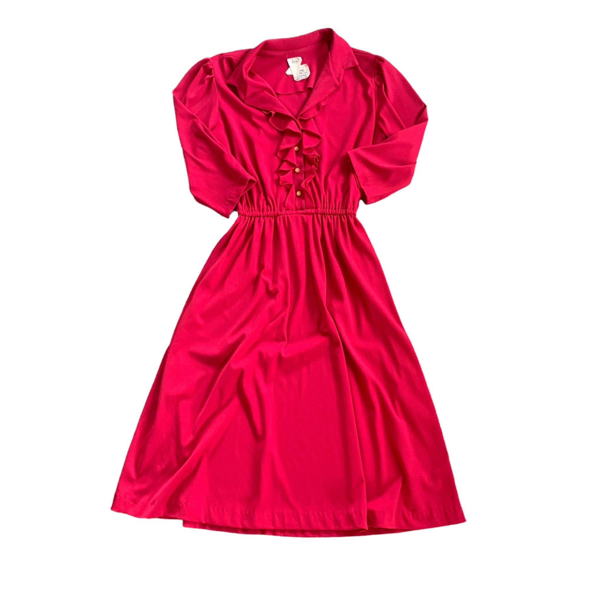 Vintage Vintage Jo-A-Ly Pink Ruffle Midi Dress S Size S / US 4 / IT 40 - 1 Thumbnail