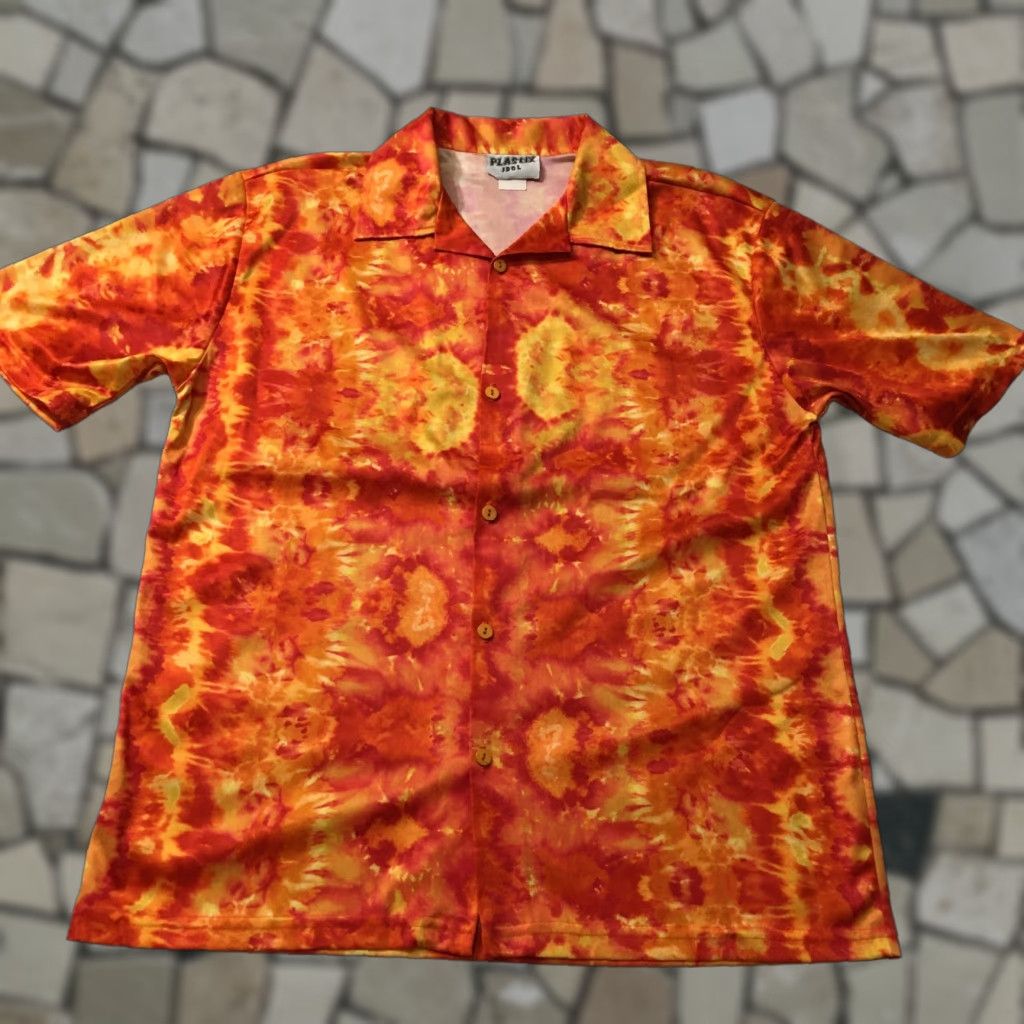 Vintage VINTAGE Plastix Idol Shirt Mens M Orange 90s Blaze Button-Up USA Made Size US M / EU 48-50 / 2 - 1 Thumbnail