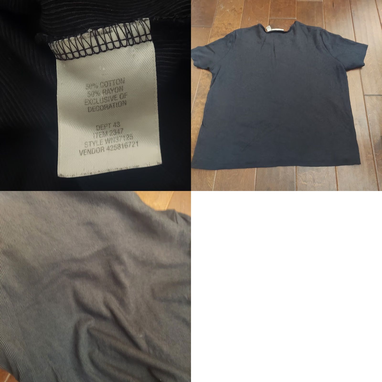 Nordstrom Nordstrom Shirt Black Short Sleeve Top - Size L Womens, Crew Neck, Cotton Rayon, Basic, Solid, Travel, Casual, Regular Fit Size L / US 10 / IT 46 - 9 Thumbnail