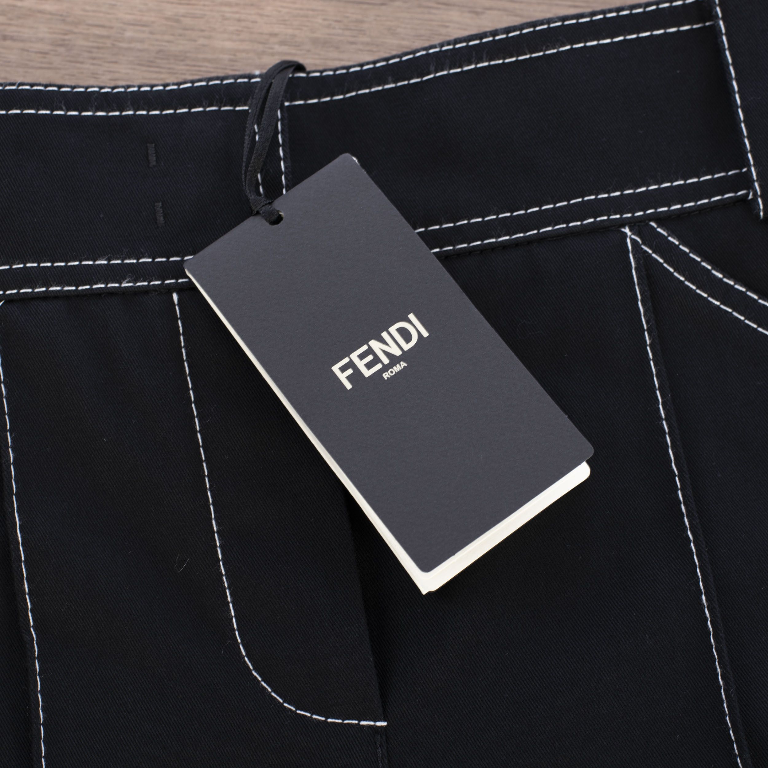 Fendi Pants In Black Cotton With Contrasting Stitch Detailing Size 27" / US 4 / IT 40 - 10 Thumbnail