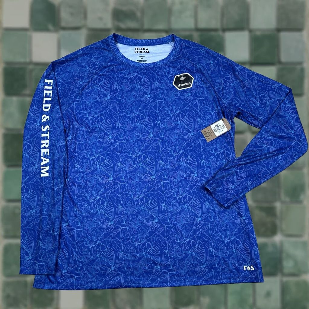 Vintage Field & Stream Women's XL Blue Floral Surf UPF 30 Smartwick Long Sleeve Tech Blouse Size XL / US 12-14 / IT 48-50 - 1 Thumbnail