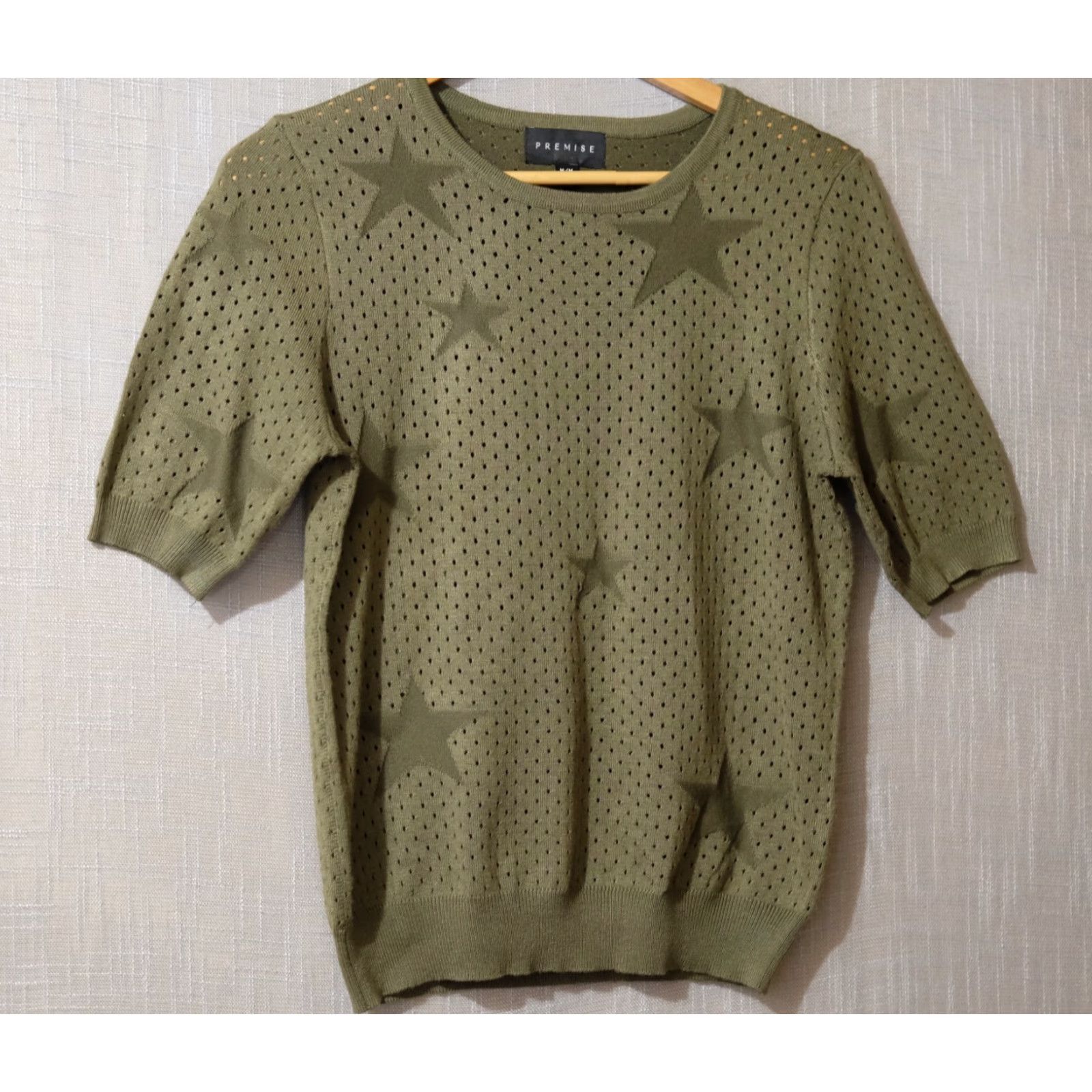 Vintage Premise Green Sweater Short Sleeve Open Knit Pullover Women’s M #A1-76 Size M / US 6-8 / IT 42-44 - 2 Thumbnail