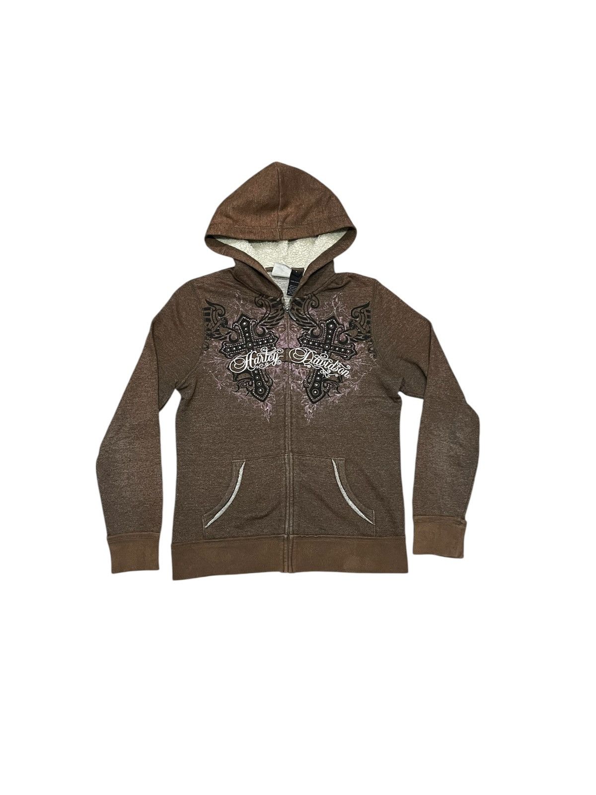Harley Davidson VINTAGE Y2K HARLEY DAVIDSON SPELLOUT CROSS FADED HOODIE Size M / US 6-8 / IT 42-44 - 2 Thumbnail