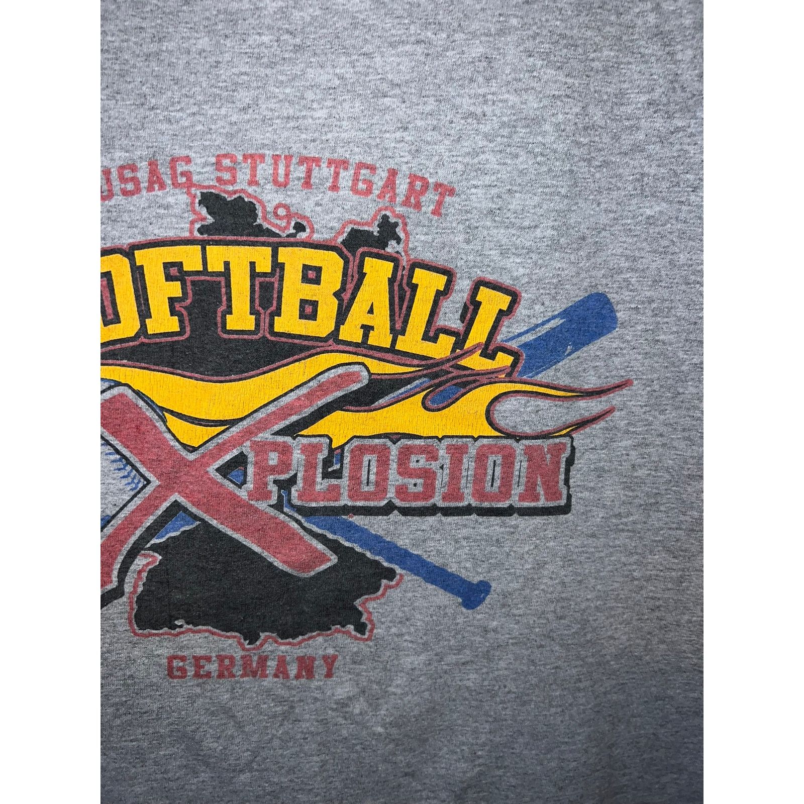 Fruit Of The Loom Vintage USAG Stuttgart Shirt Softball Germany Gray Tee XL Size US XL / EU 56 / 4 - 3 Thumbnail