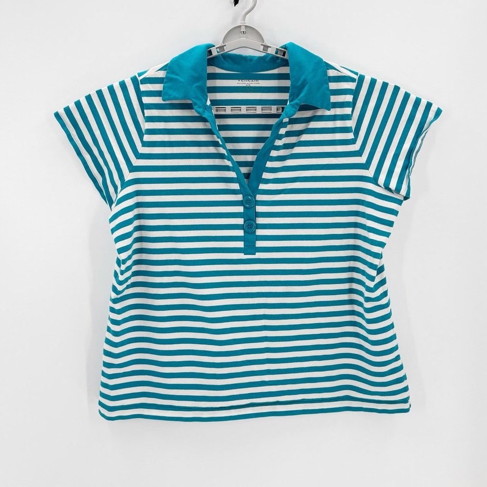 Other Venezia teal white striped polo shirt size 26/28 casual Size 3XL / US 20-22 - 1 Thumbnail