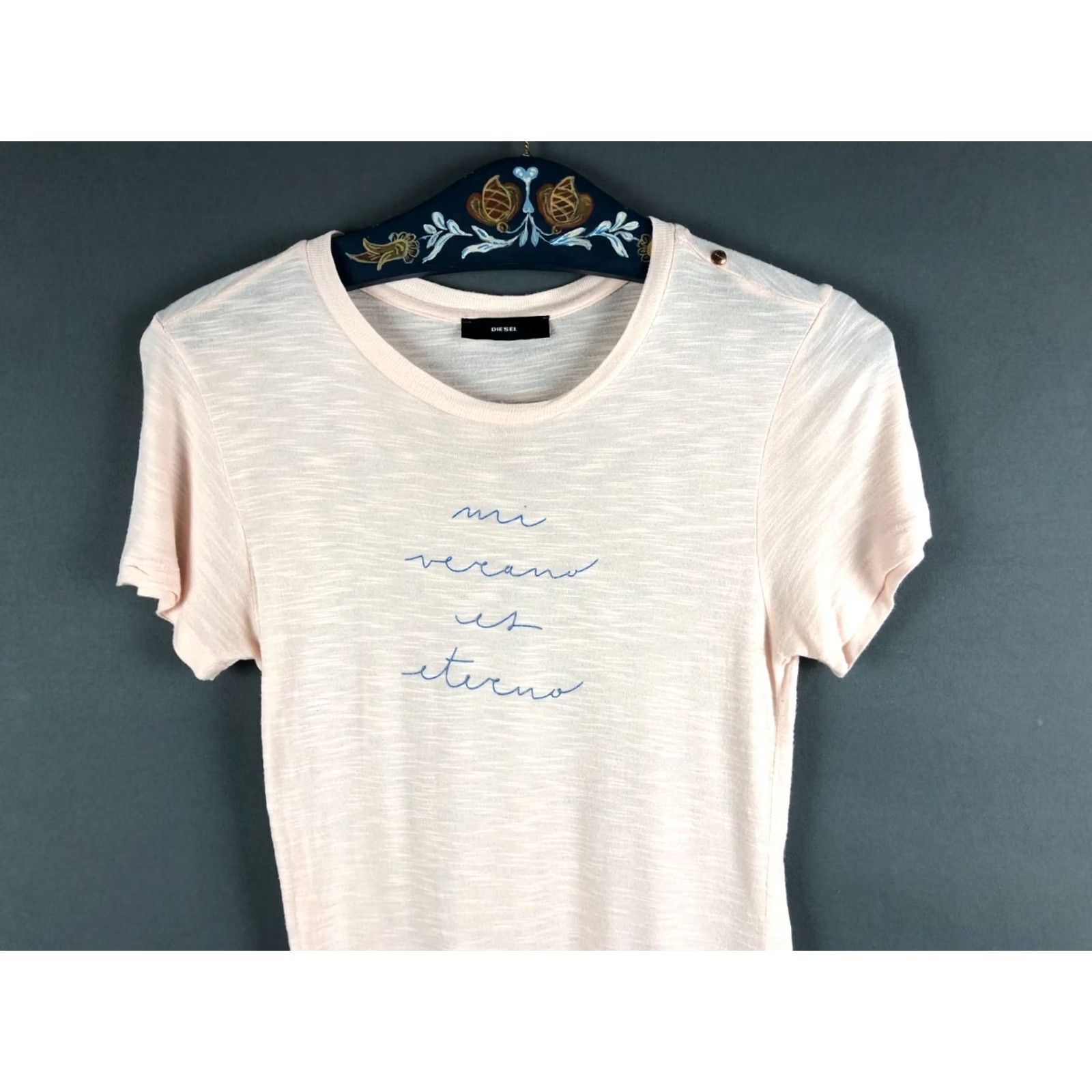 Diesel Diesel T-Shirt XS Light Pink Lyocell Linen Woman Shirt Short Sleeve Crew Neck Regular Basic Casual Womens 1990s? Size XS / US 0-2 / IT 36-38 - 4 Thumbnail