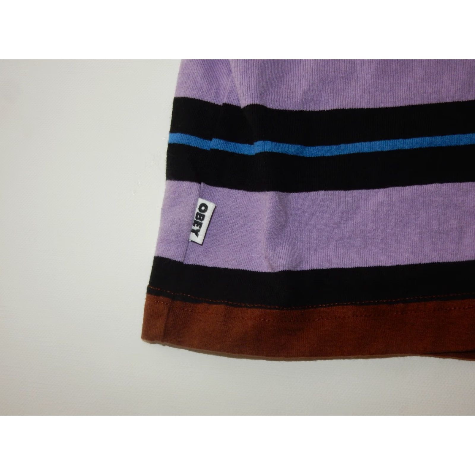 Obey OBEY T Shirt Men L Short Sleeve Striped Cotton Purple T-Shirt Size US L / EU 52-54 / 3 - 2 Thumbnail