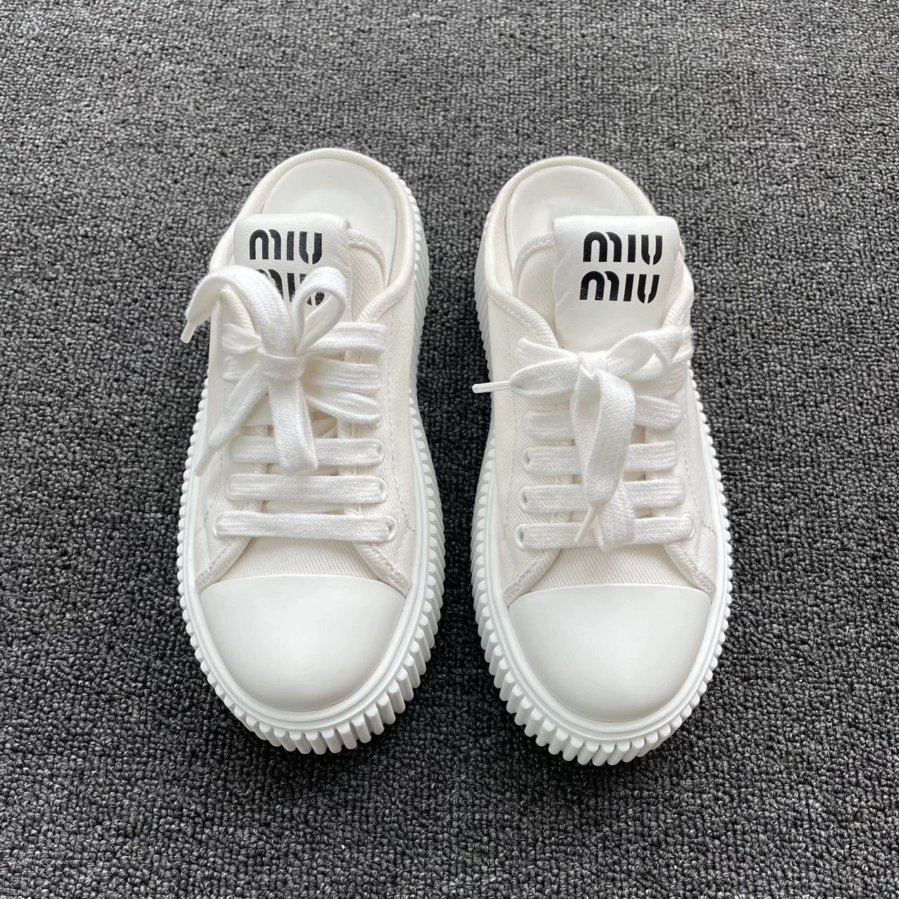 Miu Miu MIU MIU white denim sneakers Size US 5.5 / IT 35.5 - 2 Thumbnail