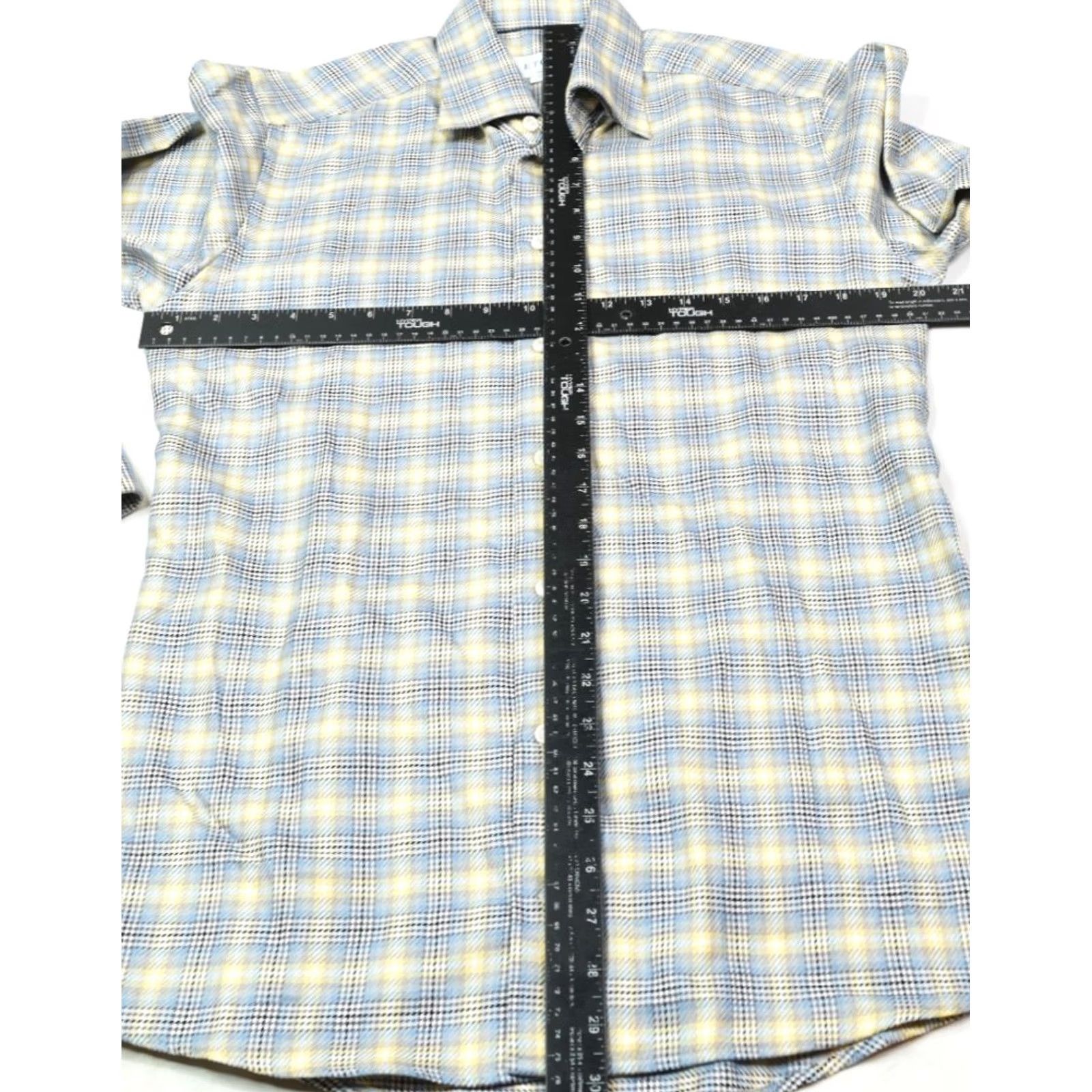 Eton ETON Textured Twill Shirt Yellow Blue Plaid Slim Fit Button-Down Mens 15.75 Size US L / EU 52-54 / 3 - 7 Thumbnail
