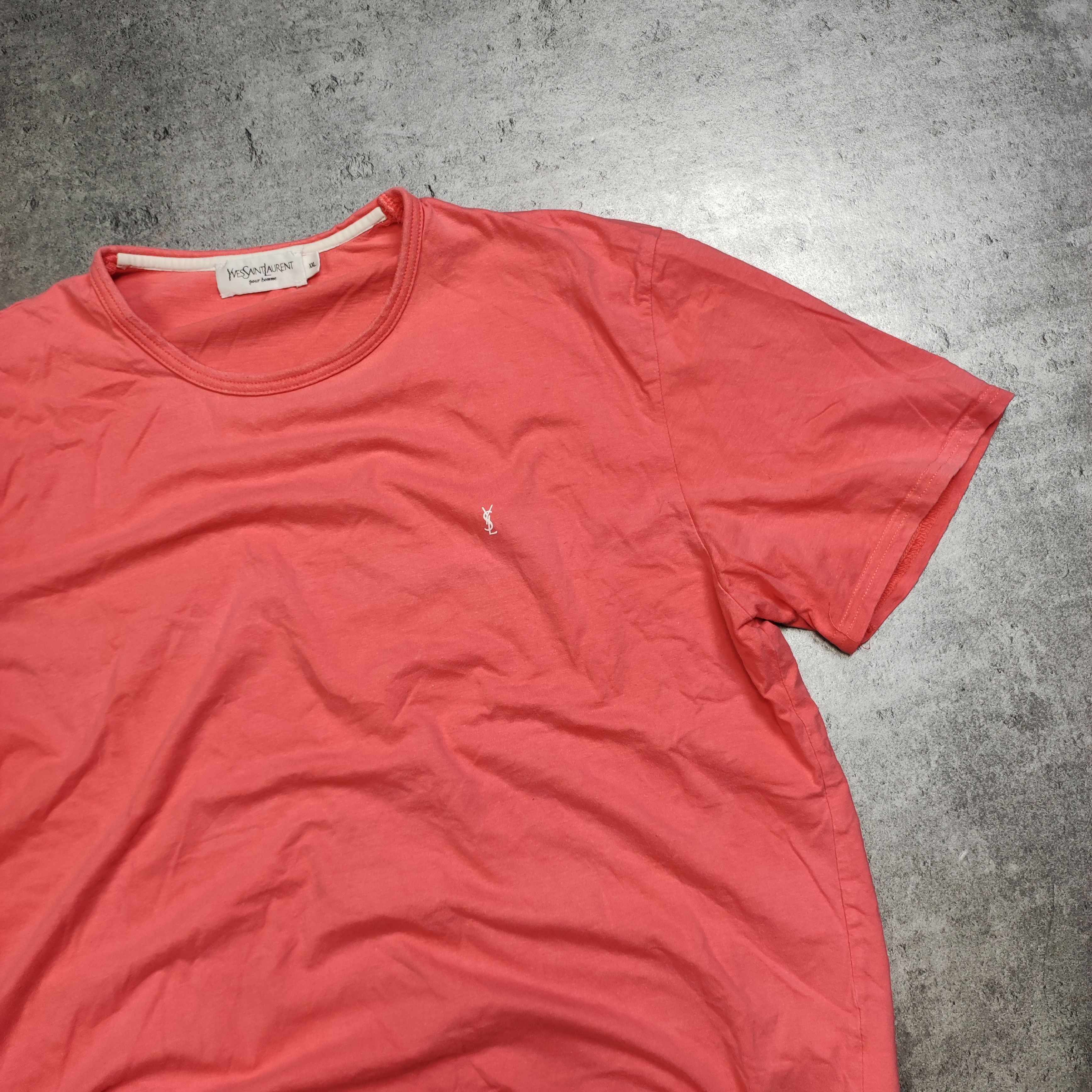 Vintage × Yves Saint Laurent RARE 90s YSL Yves Saint Laurent Pink Small Logo Tshirt Size US XXL / EU 58 / 5 - 3 Thumbnail