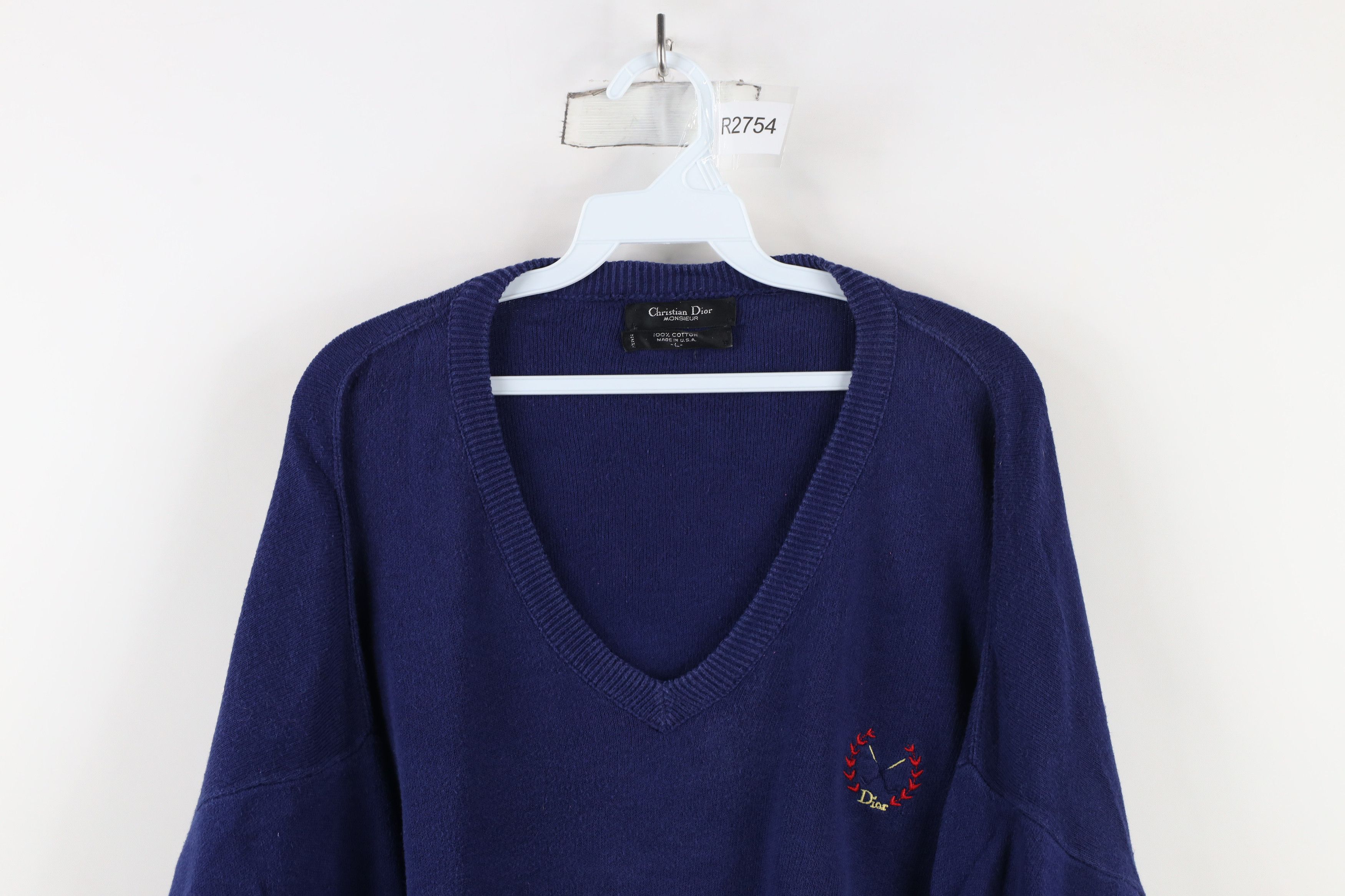 Vintage 90s Christian Dior Spell Golf Crest Knit Sweater USA