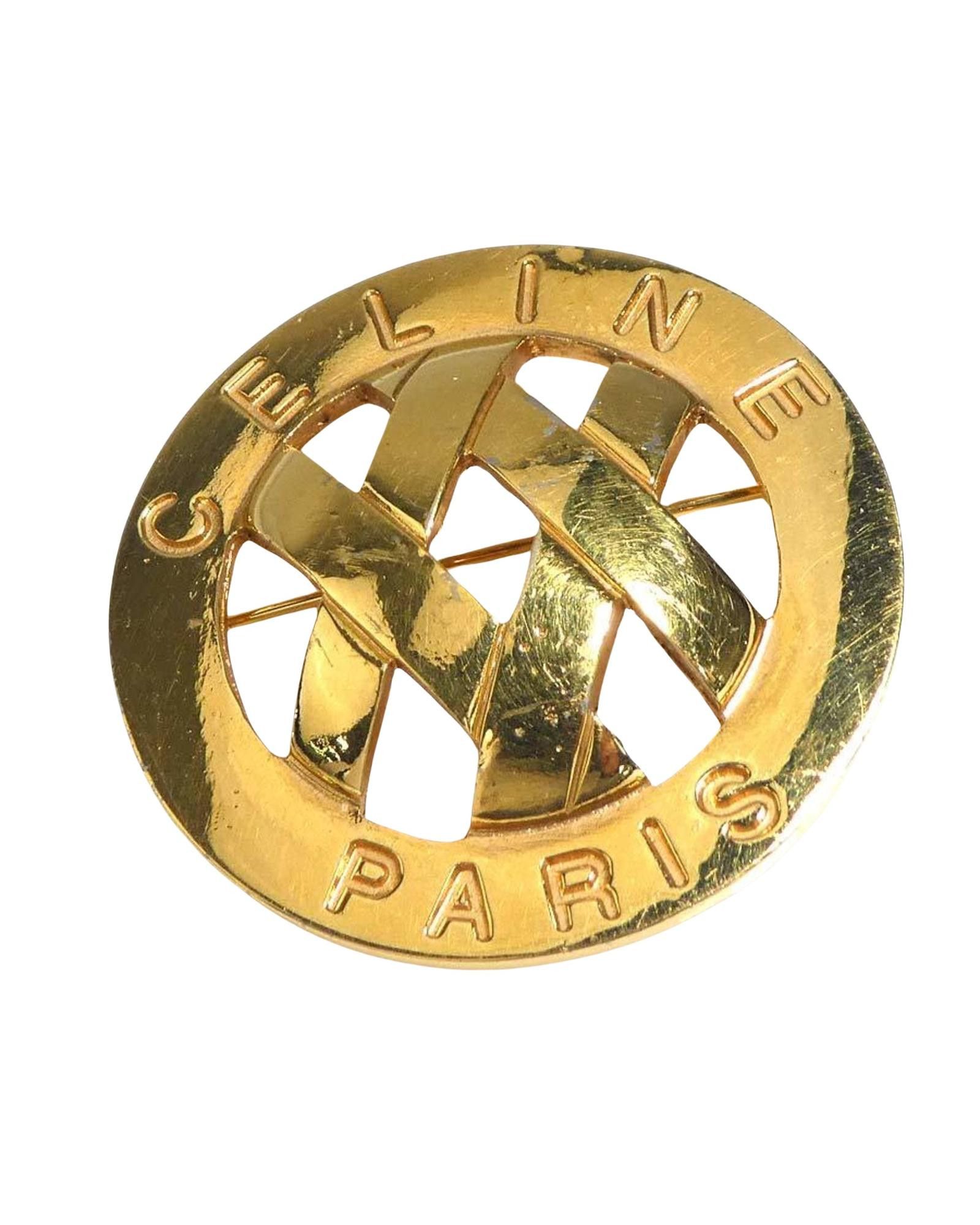 image of Celine Gold-Tone Metal Brooch, Women's