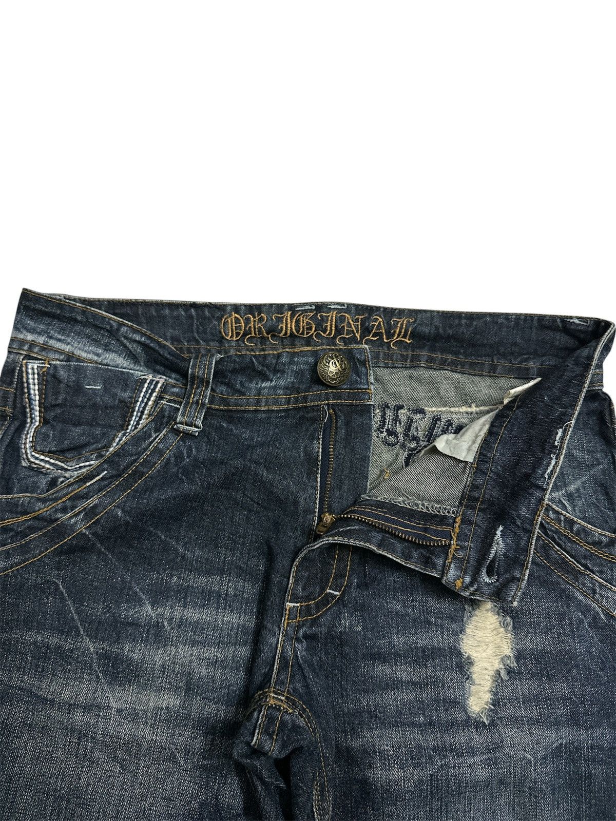 GOA 2000s Distressed Flare Jeans Clawmark Y2K Lgb Jnco Style Size US 33 - 7 Thumbnail