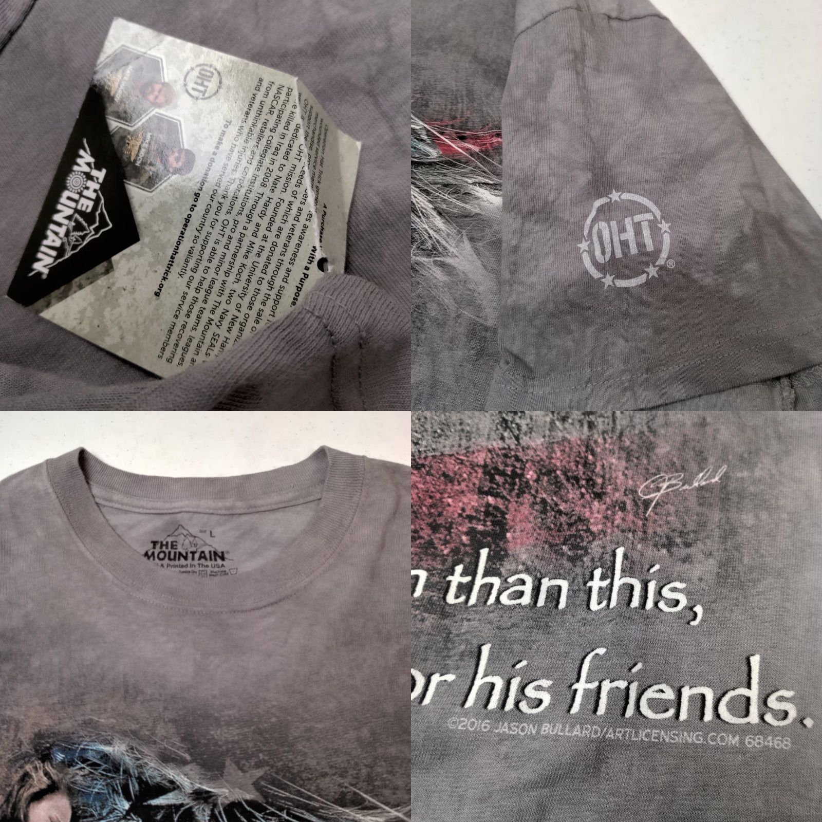 The Mountain VINTAGE The Mountain Operation Hat Trick Shirt L Gray Cotton Short Sleeve Crew Neck Military Art Jason Bullard USA Soldier 2016 Mens Size US L / EU 52-54 / 3 - 8 Thumbnail