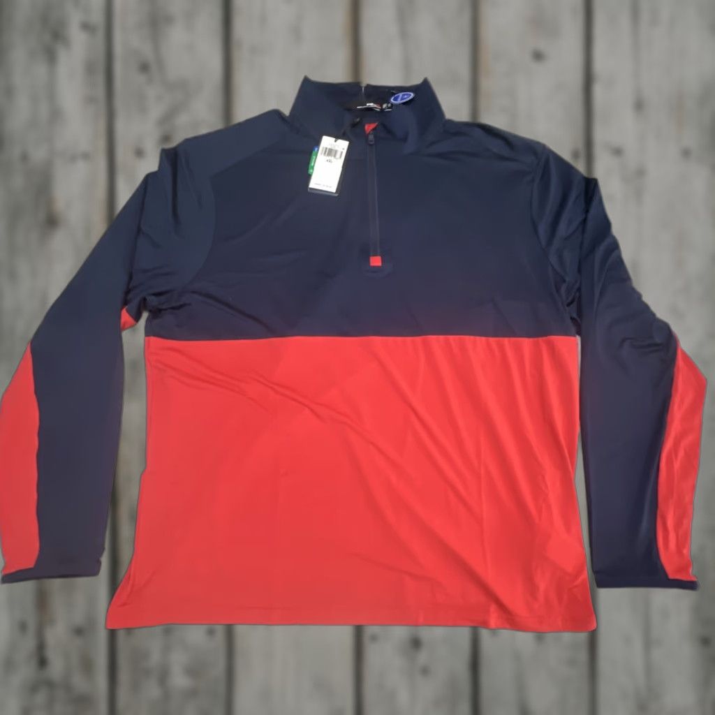 RLX Ralph Lauren Shirt Mens 2XL Navy Red Quarter Zip Golf Moisture Wicking Pullover NWT