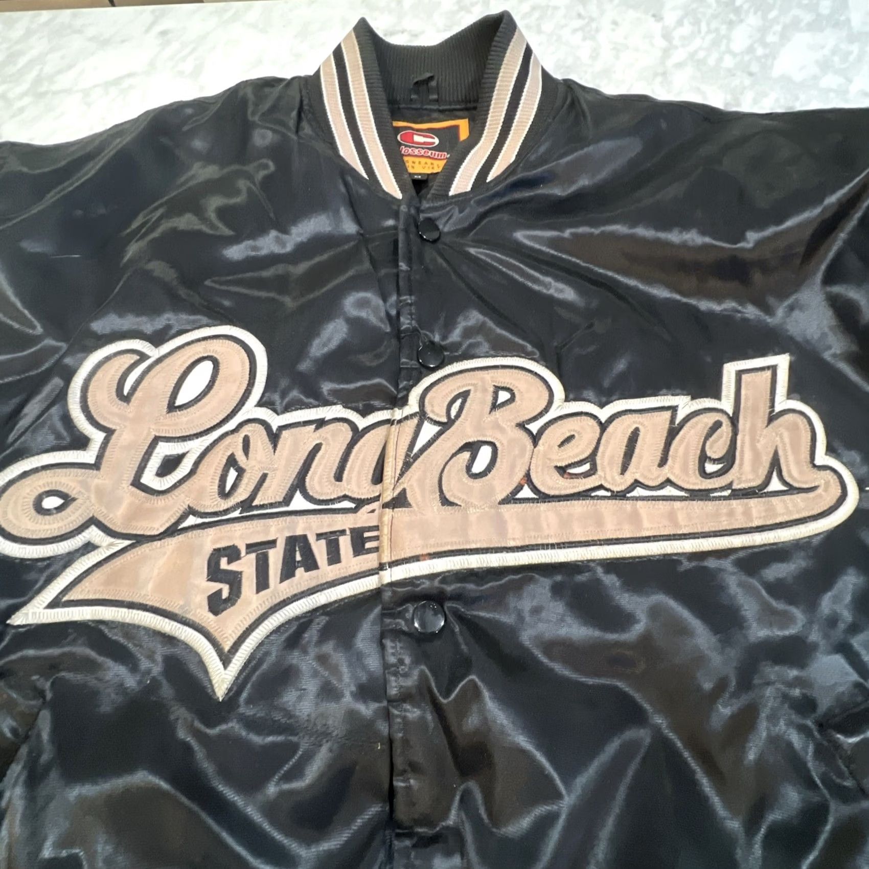 Vintage VINTAGE Colosseum CSU Long Beach State Varsity Jacket Medium Black Script Size US M / EU 48-50 / 2 - 2 Thumbnail