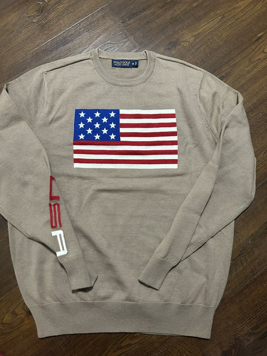 VTG Polo Golf Ralph Lauren Flag USA Pullover Sweater M