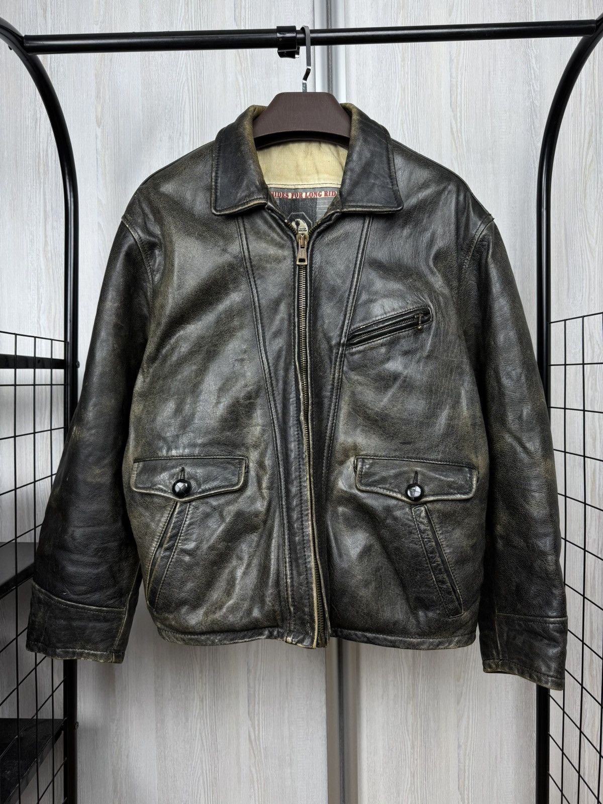 Replay Replay vintage black faded leather bomber trucker’s jacket Size US L / EU 52-54 / 3 - 2 Thumbnail
