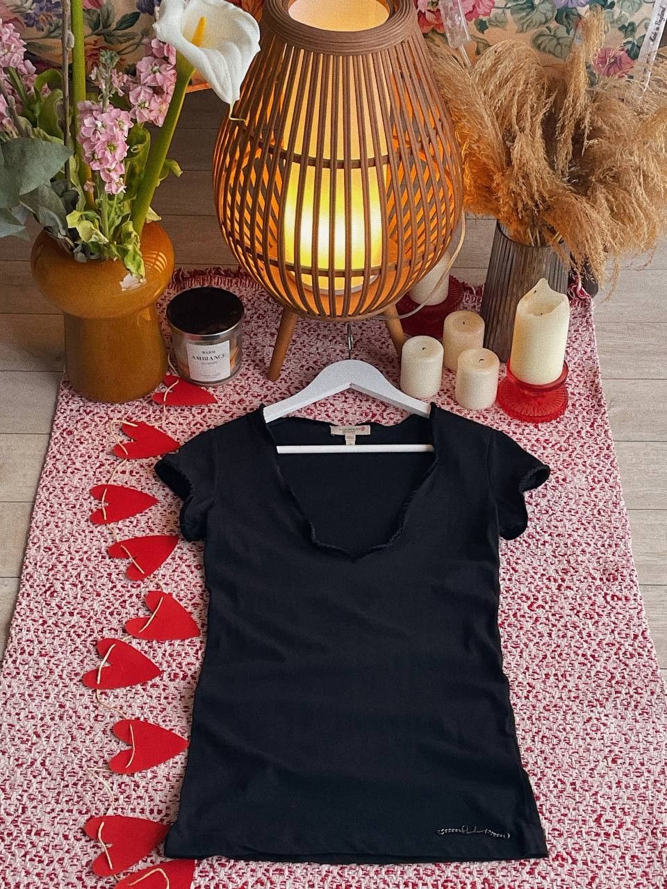 Burberry Burberry Top Black Velvet Trim Deep Neck Size S / US 4 / IT 40 - 1 Thumbnail