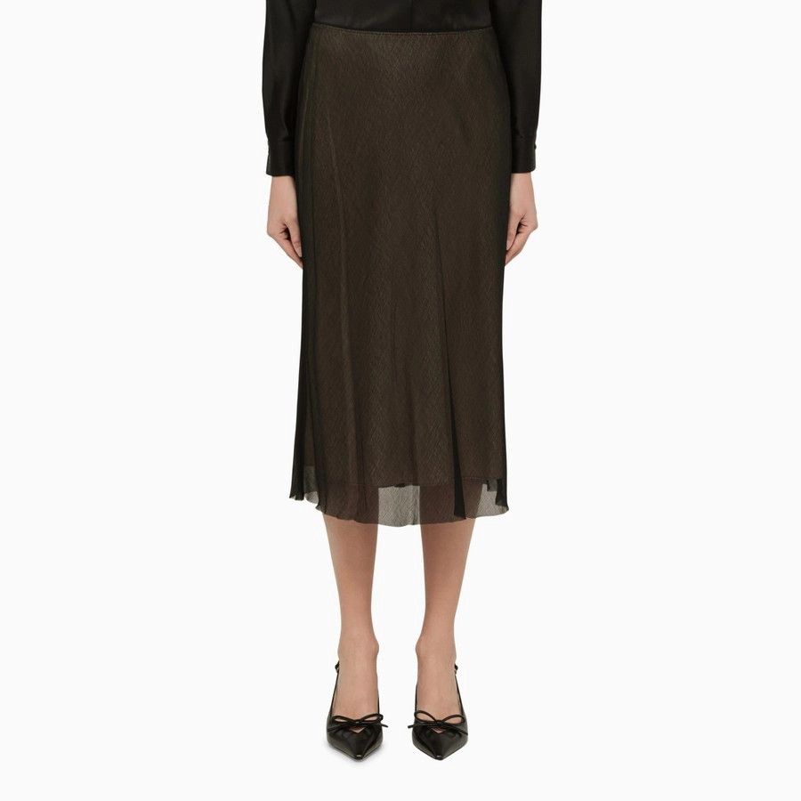 Vince o1d2blof1124 Viscose Midi Skirt in Black & Beige Size 28" / US 6 / IT 42 - 1 Thumbnail