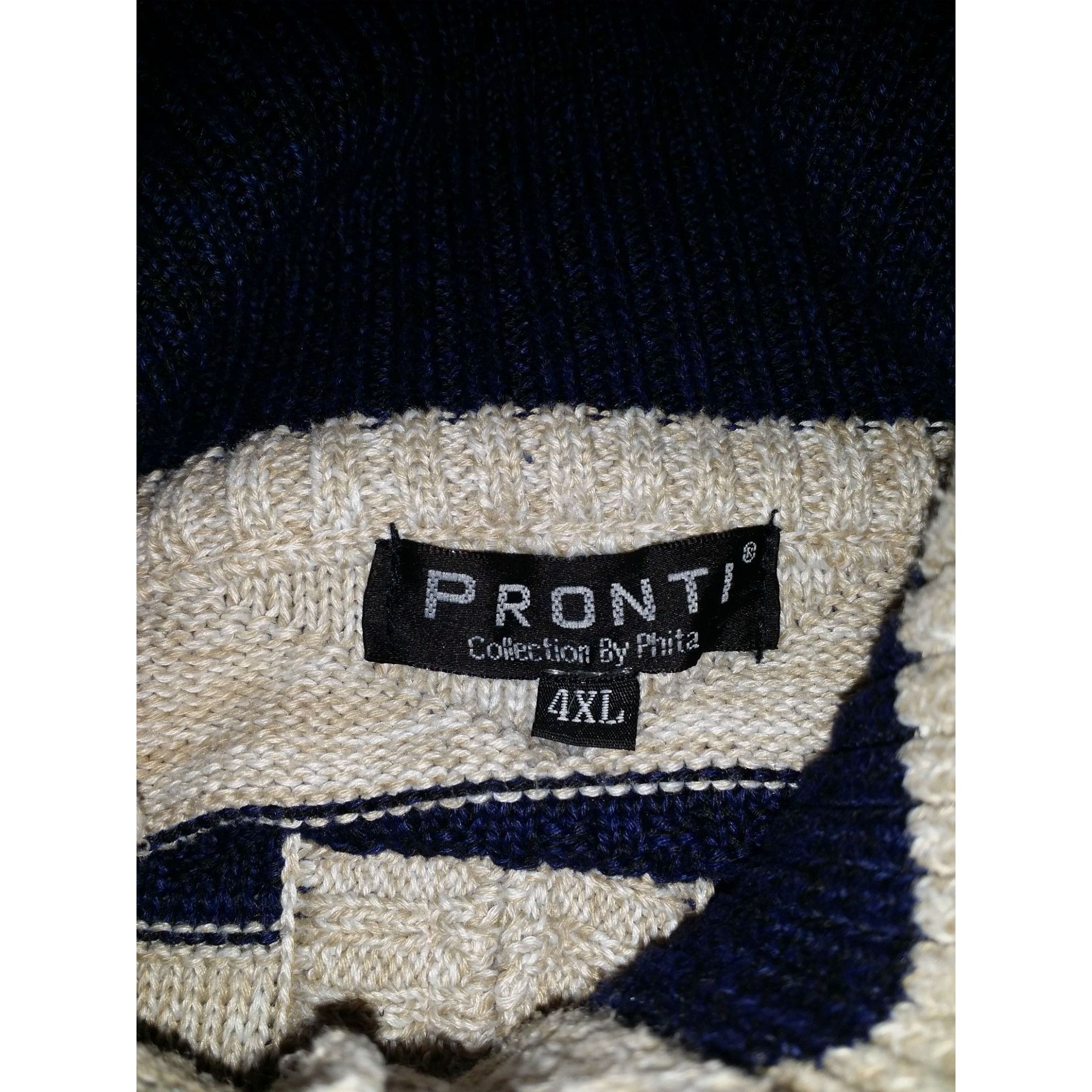 Vintage Pronti By Phita Striped Knit Sweater Men Sz 4XL Blue White 1 Size US XXL / EU 58 / 5 - 5 Thumbnail