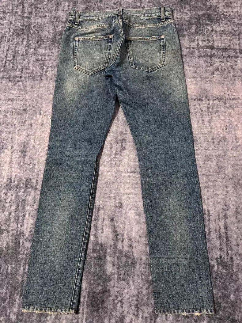 Saint Laurent Paris Saint Laurent Paris Light Blue Cat Claw Destroyed Cut Deni Size US 29 - 2 Thumbnail