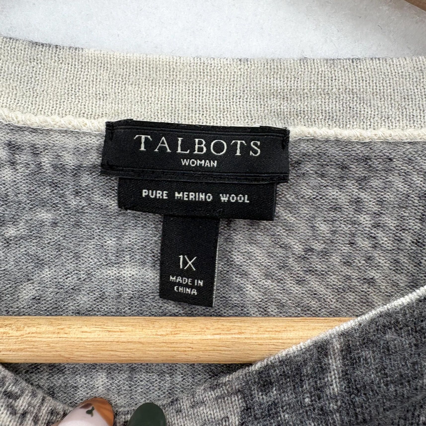 Talbots Talbots Sweater Womens 1X Gray Merino Wool Paisley Plaid Pullover Crewneck Cozy Size XL / US 12-14 / IT 48-50 - 4 Thumbnail