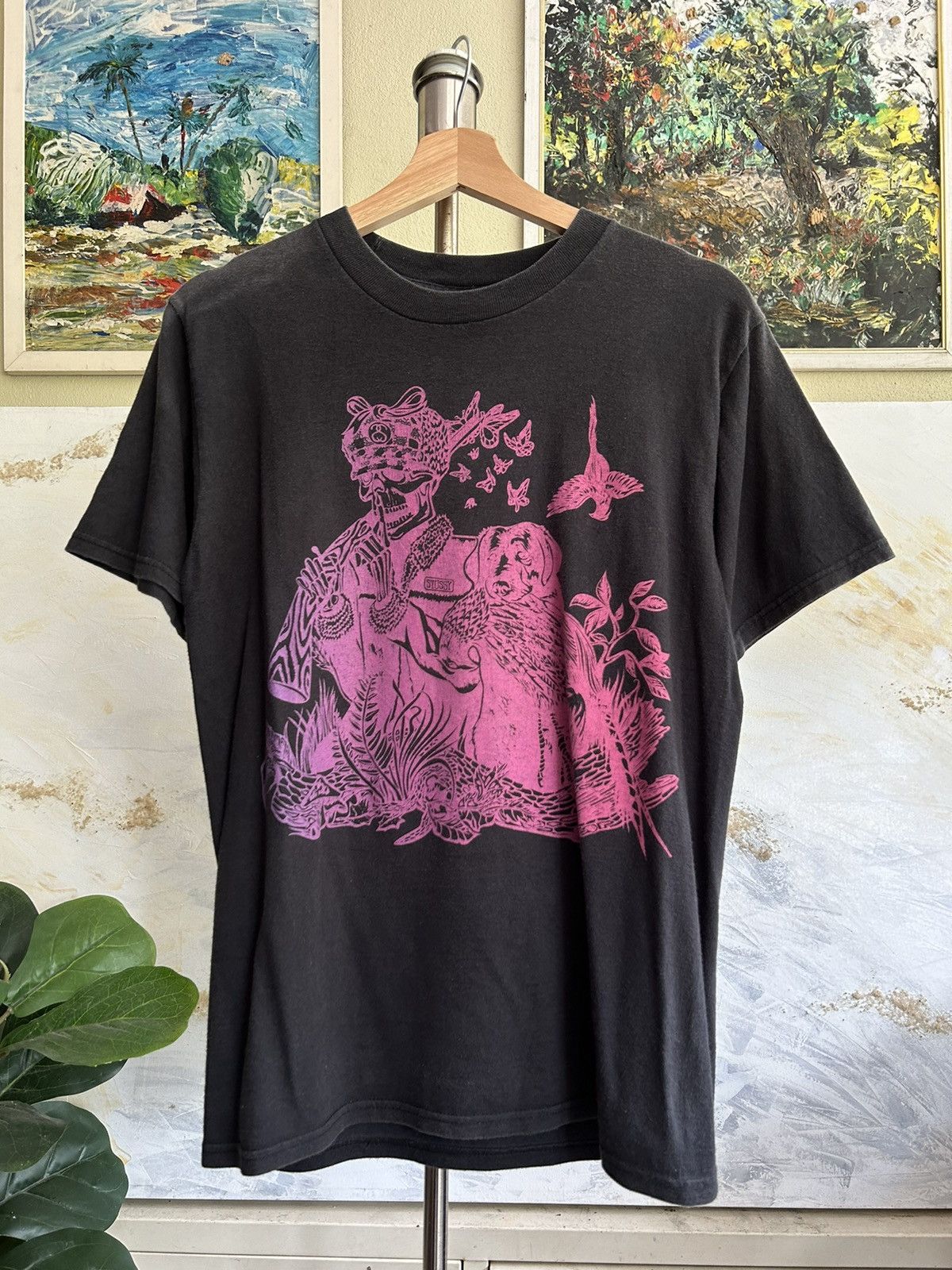 image of Stussy Skull Black Faded Shirt in Faded Black, Men's (Size Small)