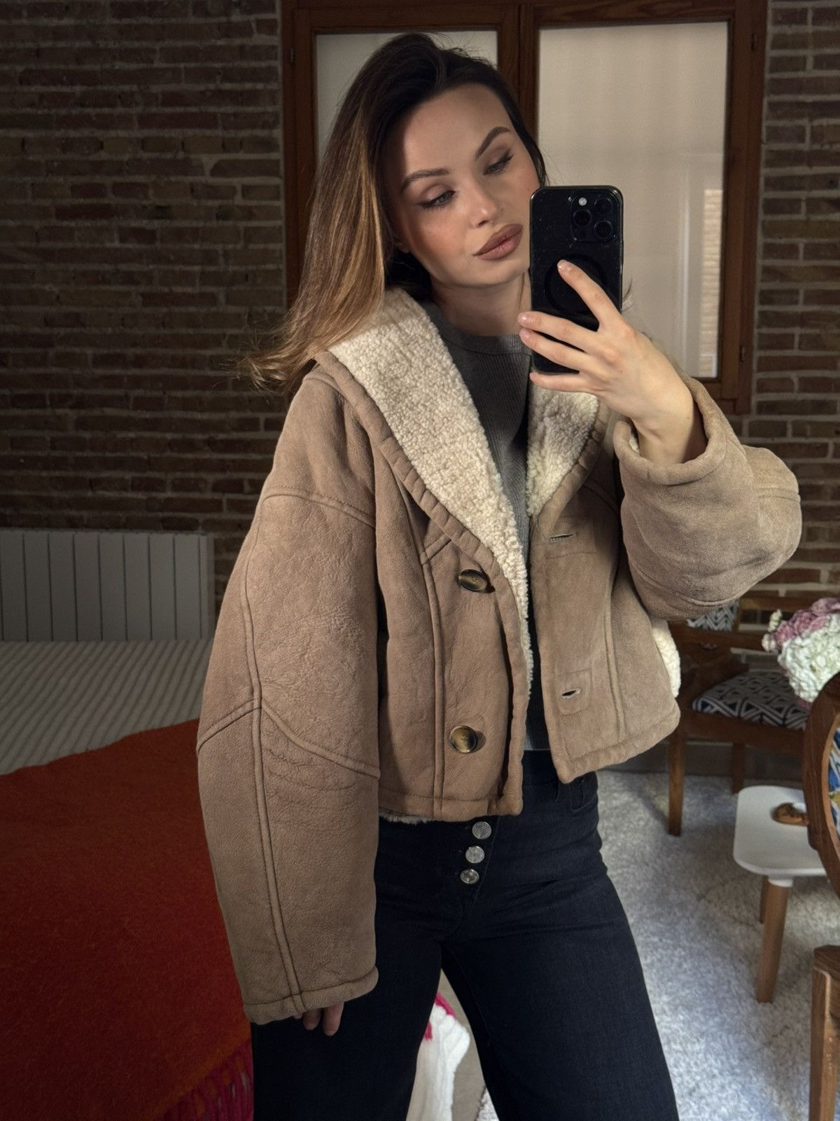 Other Furfuza Shearling Lambskin Jacket Beige Size S / US 4 / IT 40 - 5 Thumbnail