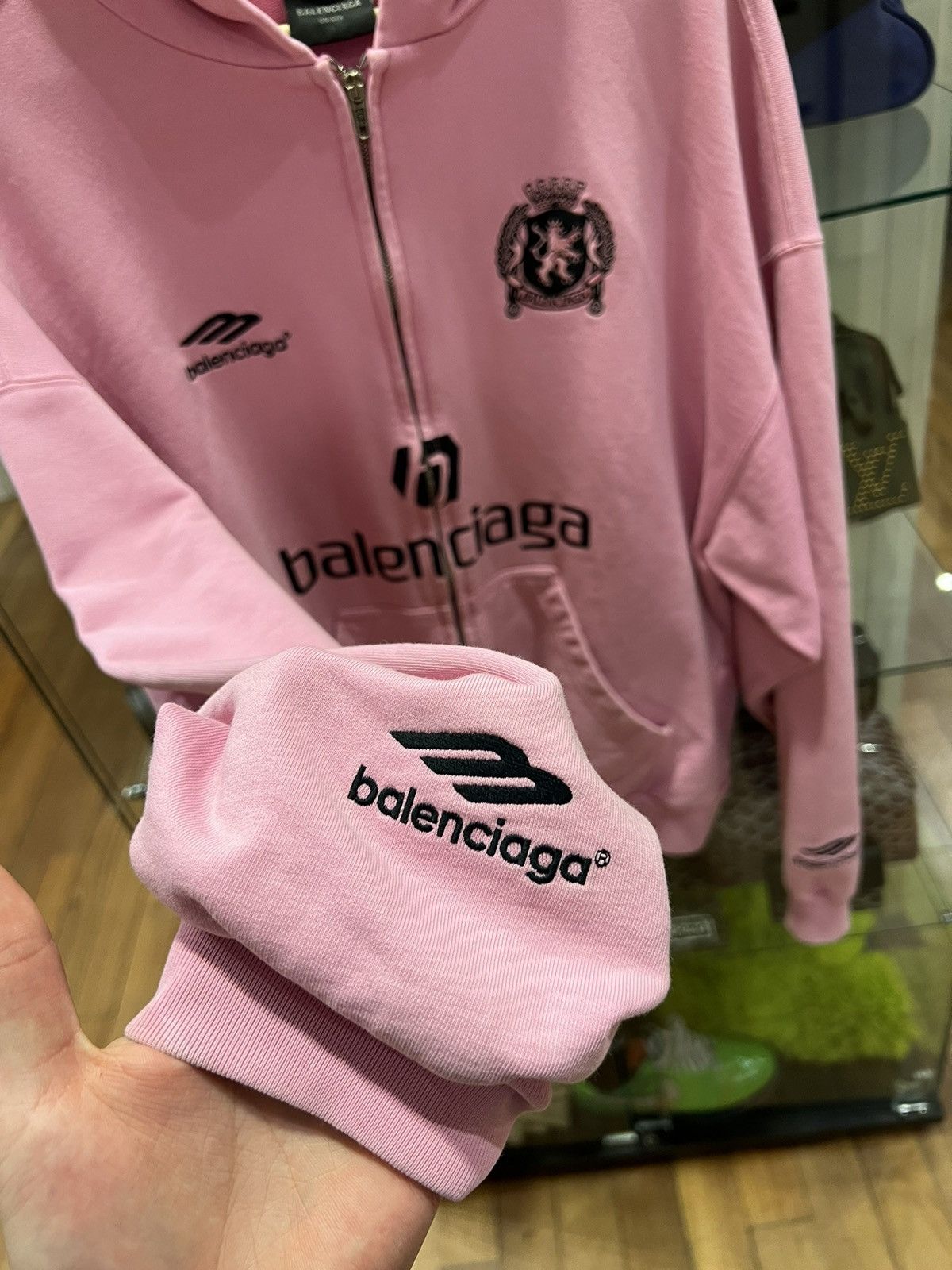 Balenciaga Balenciaga Pink Paris Soccer Zip Up Hoodie Size US XS / EU 42 / 0 - 4 Thumbnail
