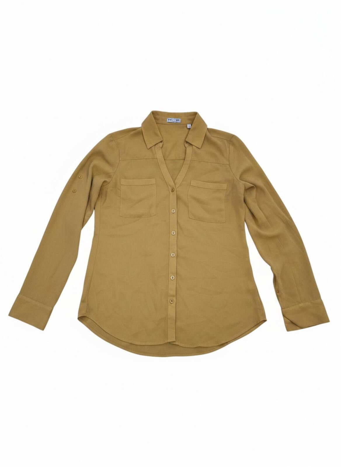 Express Express Mustard Yellow Button-Up Blouse Shirt Size Small S Size S / US 4 / IT 40 - 3 Thumbnail