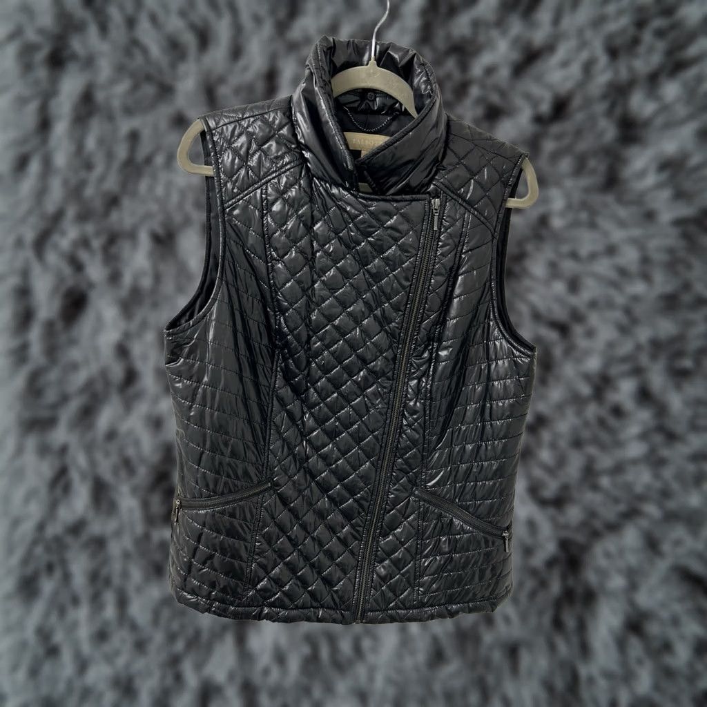 Talbots Talbots Quilted Puffer Vest Womens Large Black Asymmetrical Zip Moto Pockets Vest L Black Quilted Modern Womens US Vintage: No Size L / US 10 / IT 46 - 1 Thumbnail